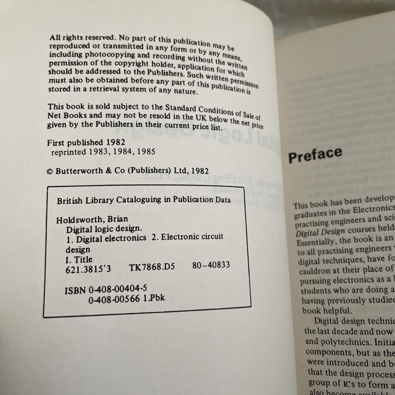 Digital Logic Design B Holdsworth 1985 Electronics Book SHD2