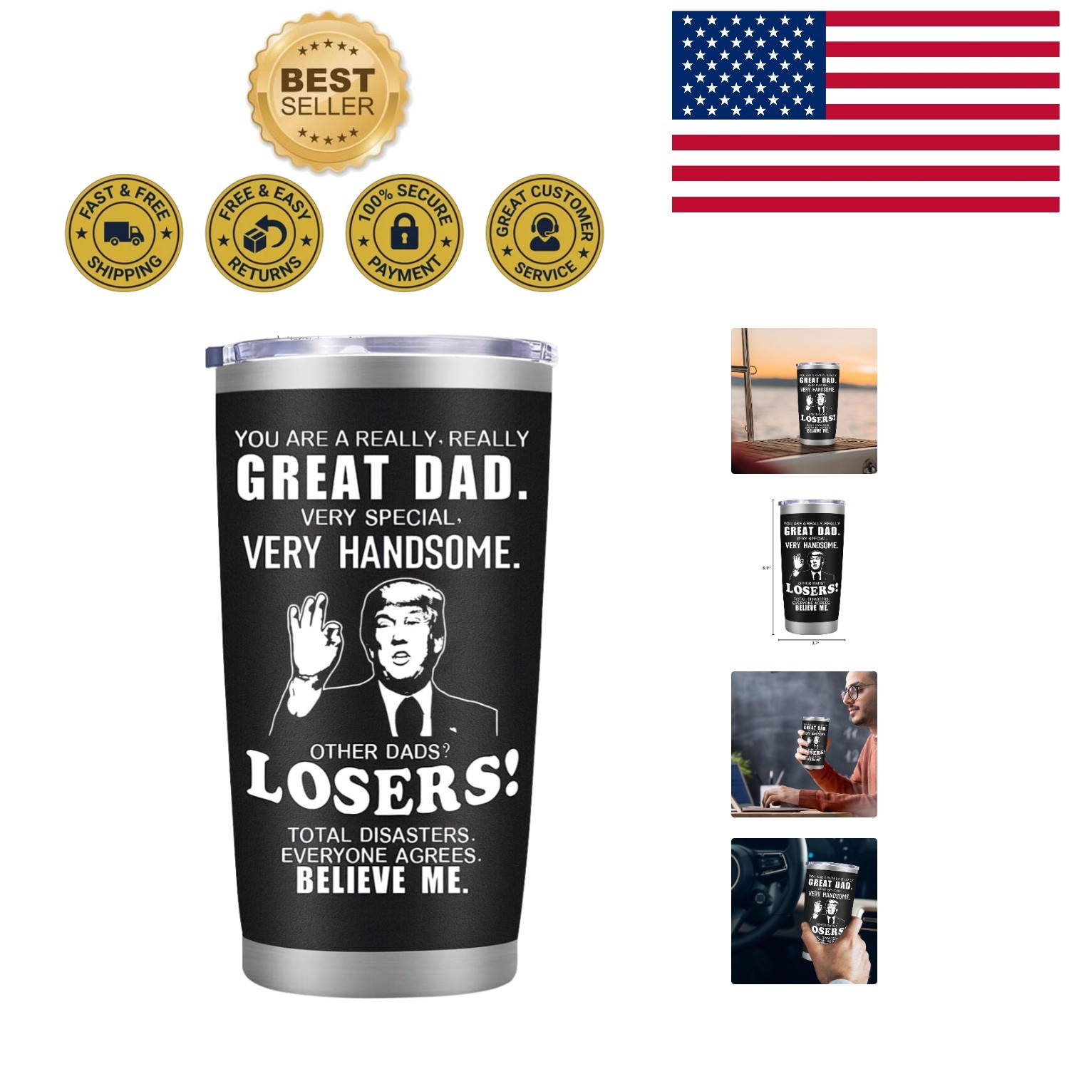Insulated 20 oz Coffee Tumbler for Dads – Perfect Home & Travel Companion