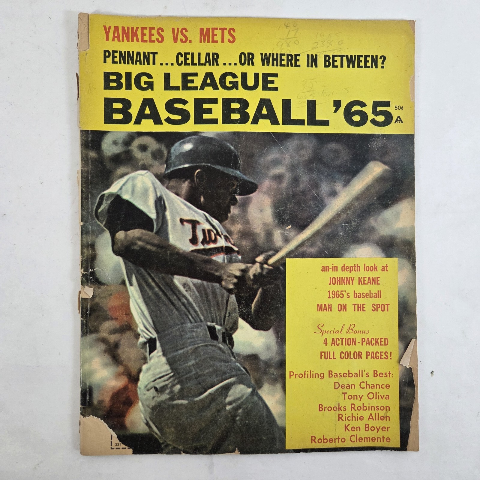 Big League Baseball &rsquo;65 Magazine Roberto Clemente Cover Yankees Mets Forecast
