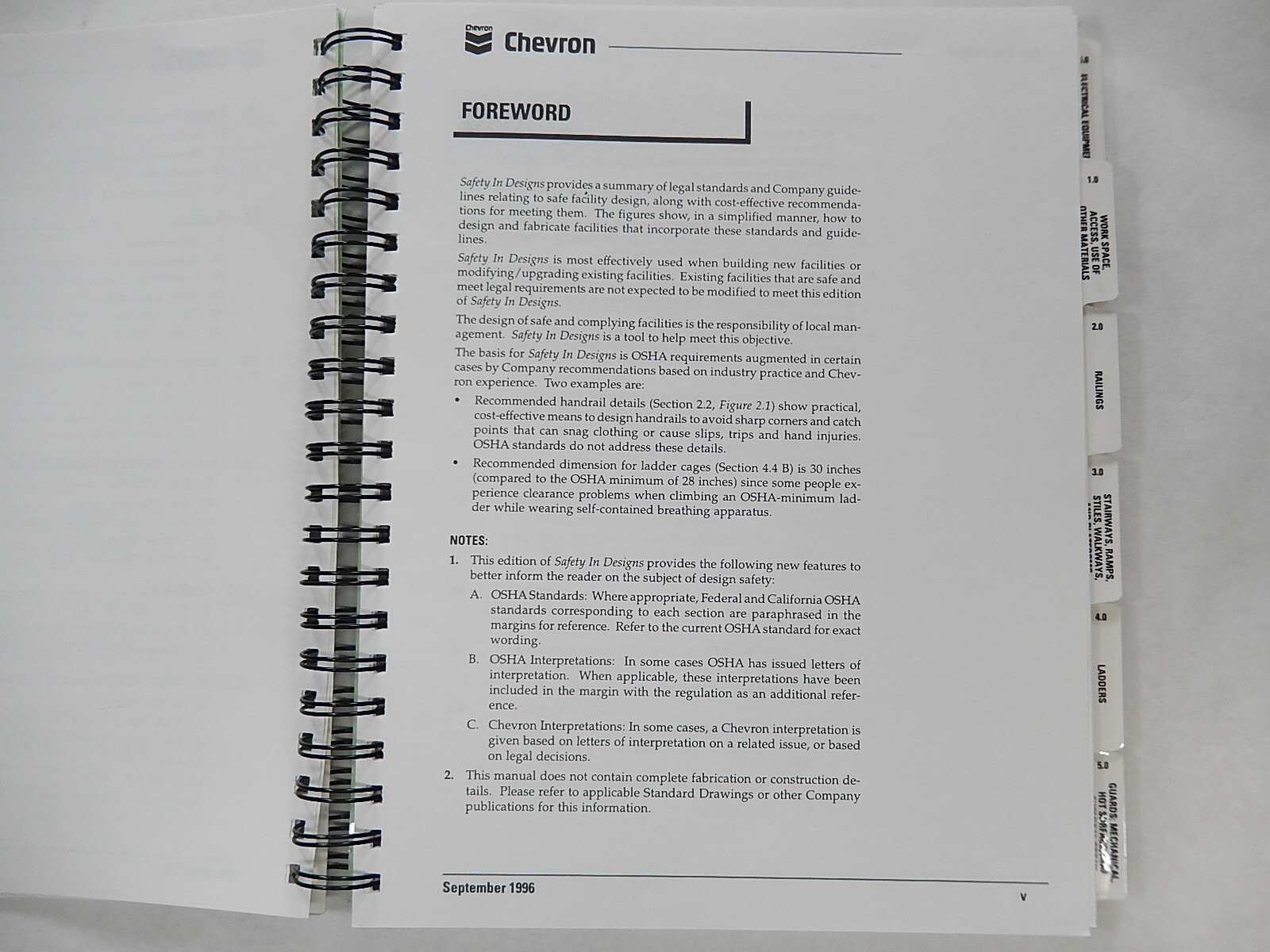Chevron, Safety in Designs, 1996, Workplace Safety Manual, Ringbound