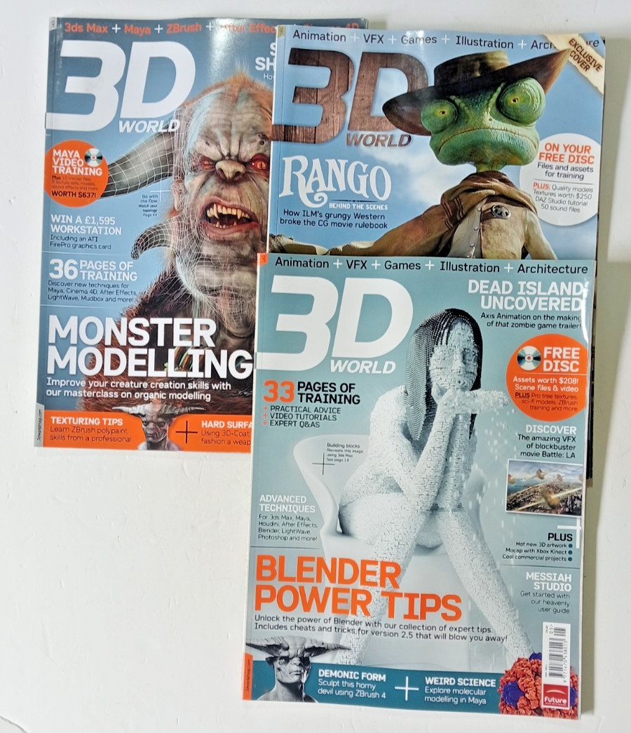3D World #141 #142 #143 magazines only no discs Future Publishing 2011