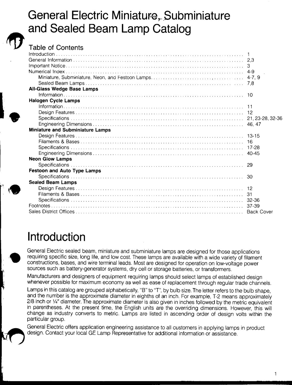 GE Miniature Sealed Beam Halogen Cycle Lamps Catalog Manual 1988 – WIRE CLOSURE