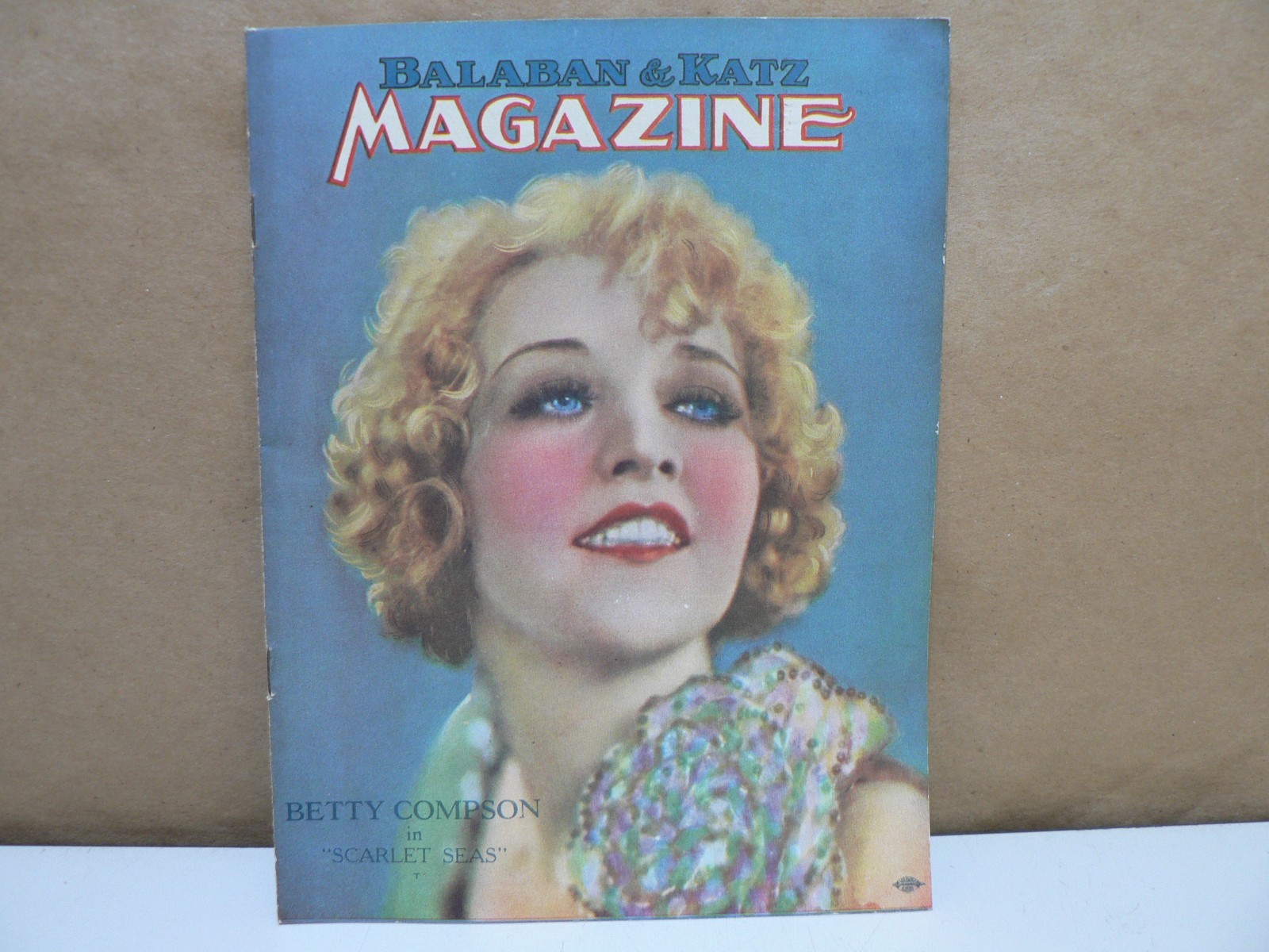 Vintage 1920&rsquo;s Balaban & Katz Magazine Betty Compson Front Cover