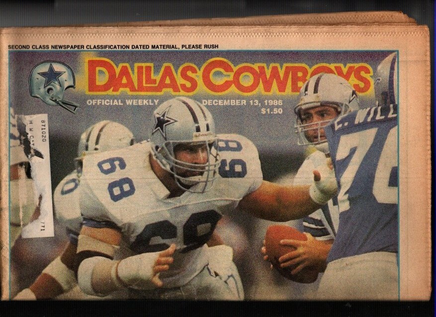 DALLAS COWBOYS OFFICIAL WEEKLY–Dec 13 1986–Featuring Crawford Ker–Free Ship