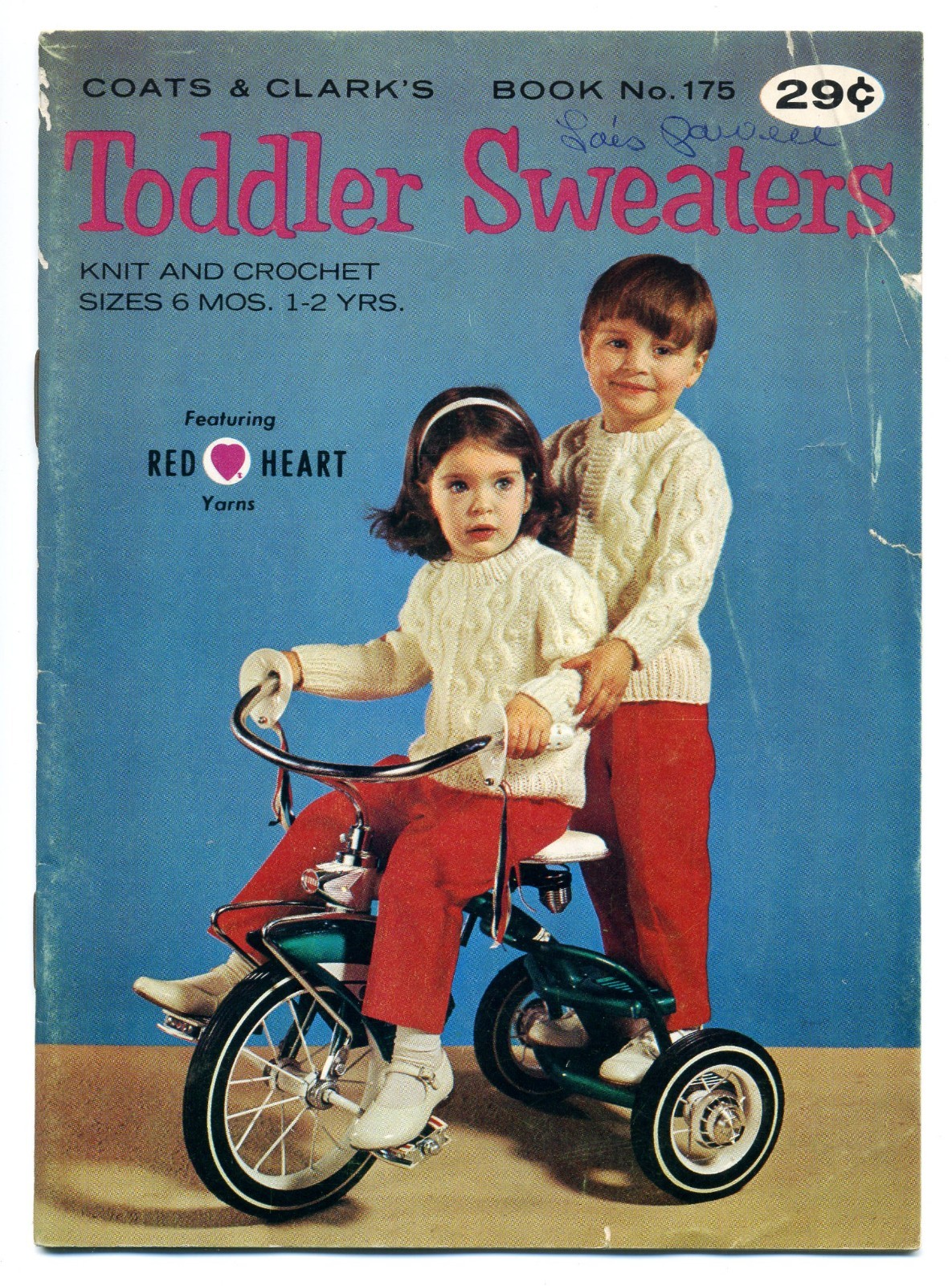Vtg 1967 Coats & Clark Book #175 Toddler Sweaters Knitting Pattern Booklet
