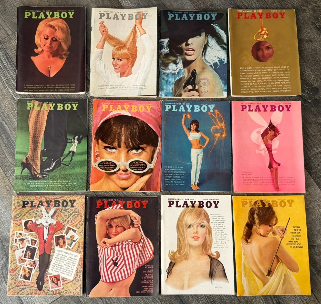 PLAYBOY MAGAZINE 1965 12pc Lot Set Hot Girl Sexy Babe Blonde Brunette Lingerie