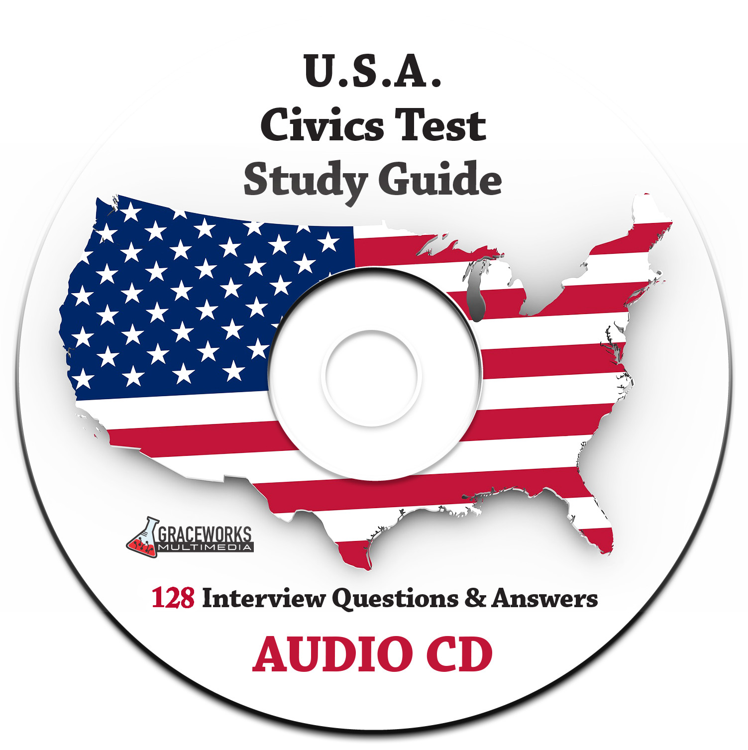 2024 USA Citizenship Civics Test Questions/Answers Study Guide Audio CD-ENGLISH