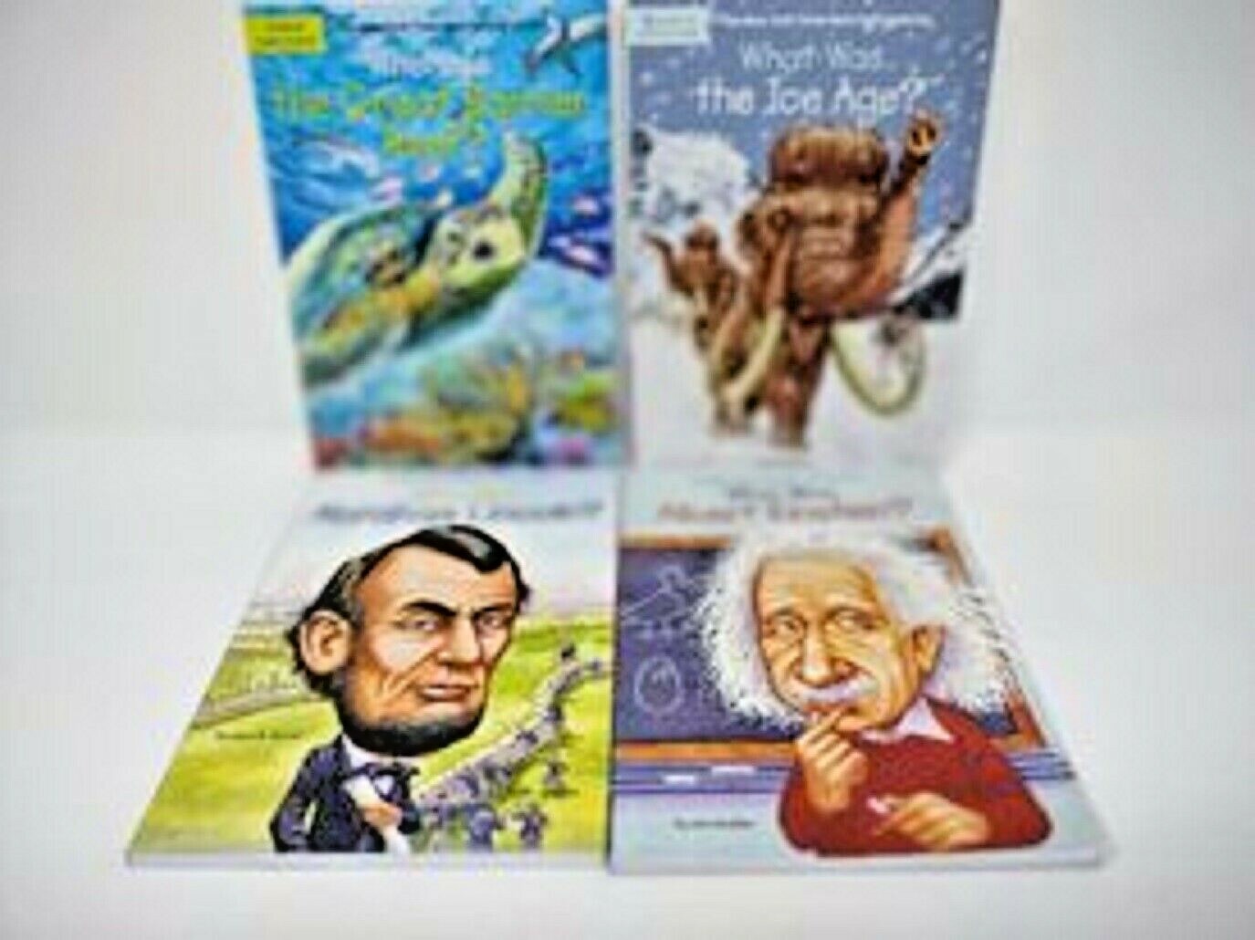 WhoHQ Books Who What Where Lot of 4 Lincoln/Einstein/Ice Age/Great Barrier Reef