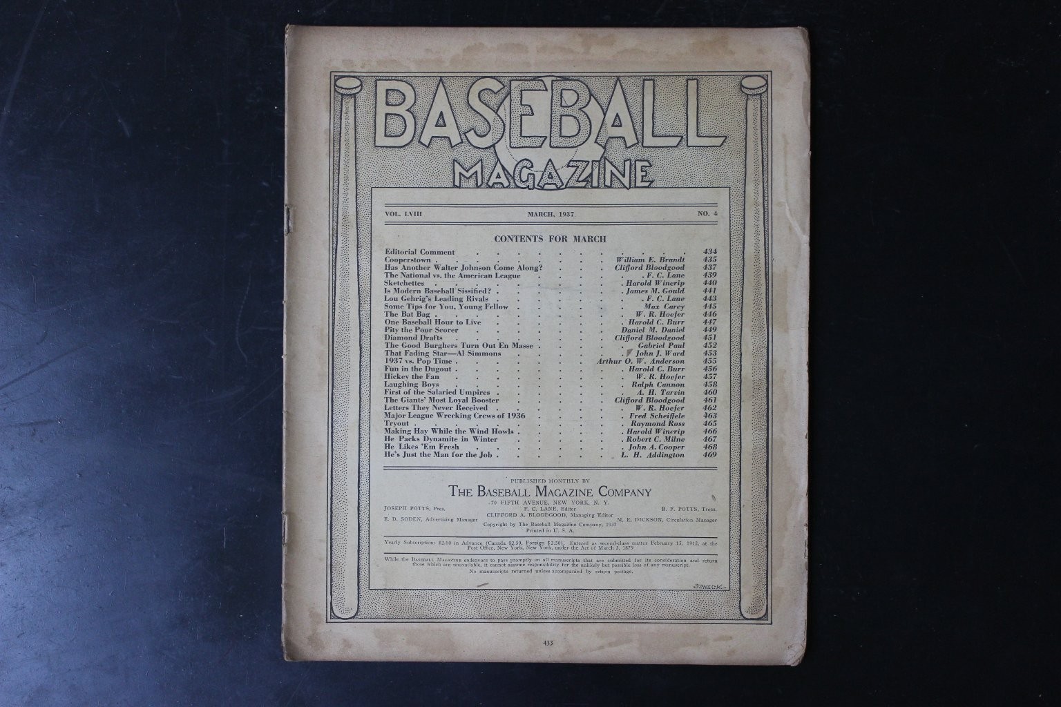 Baseball Magazine March 1927 Vol XXXVIII No 4 Vintage Baseball History