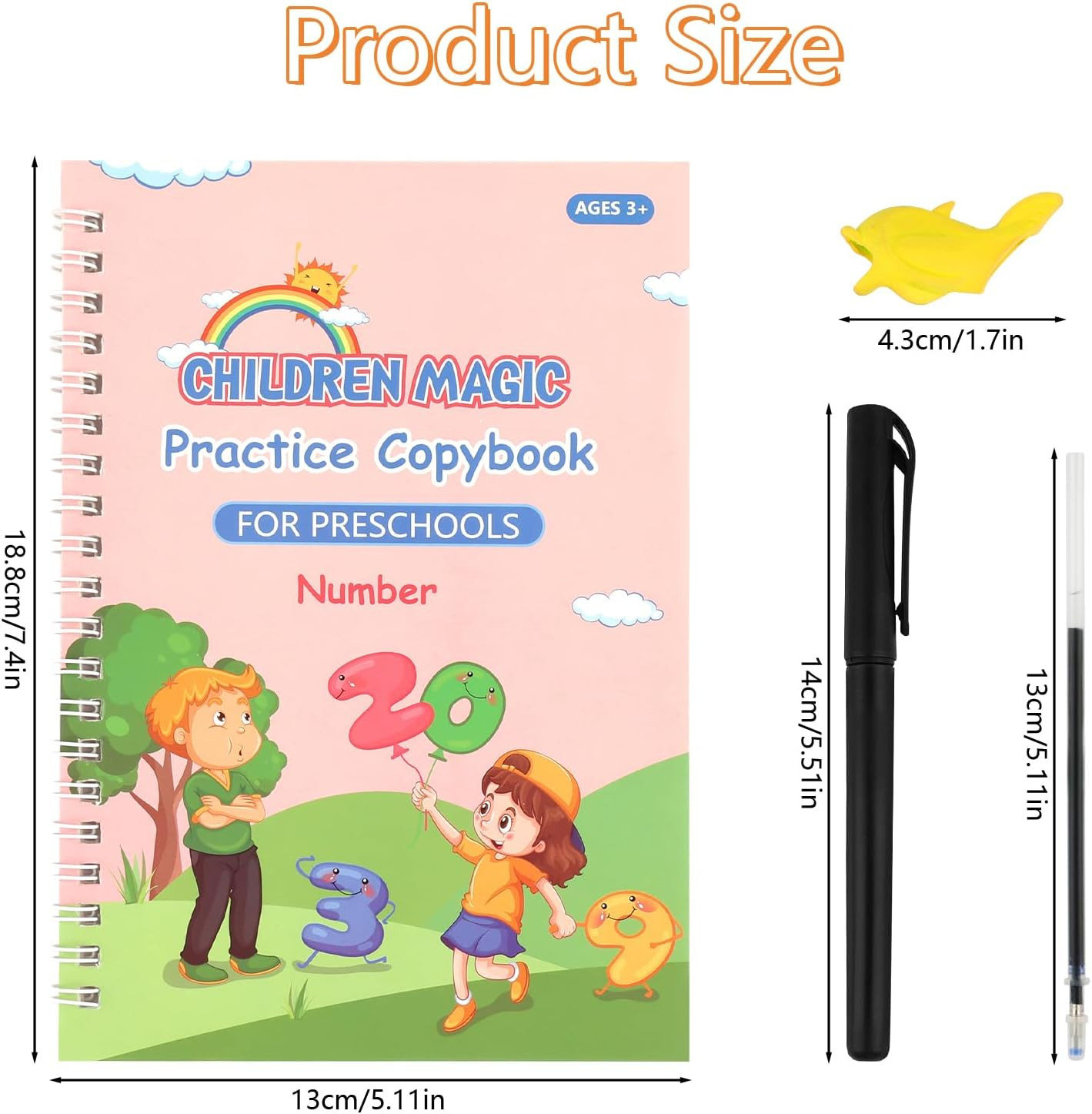 Magic Grooved Writing Books for Kids 3-5 Reusable Handwriting Practice 4 Pack