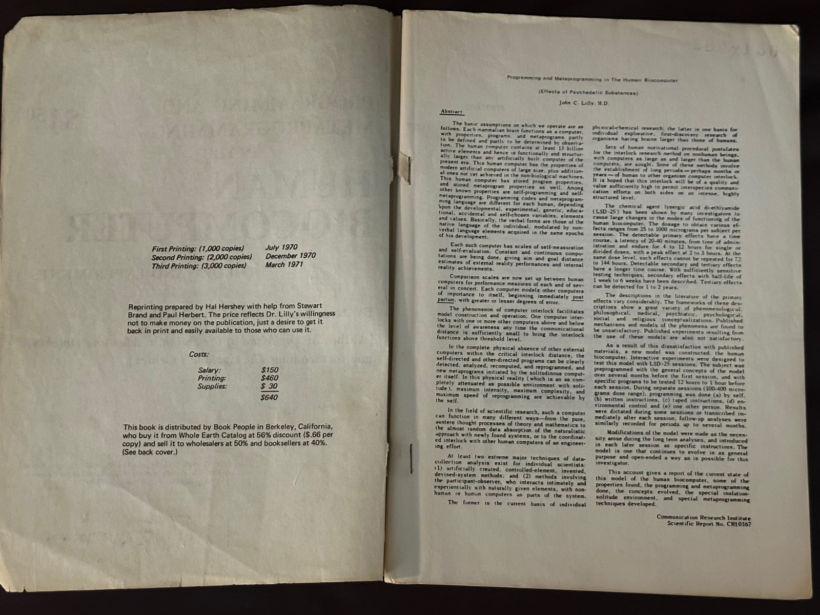 Programming & Metaprogramming in the Human Biocomputer by John C. Lilly M.D.
