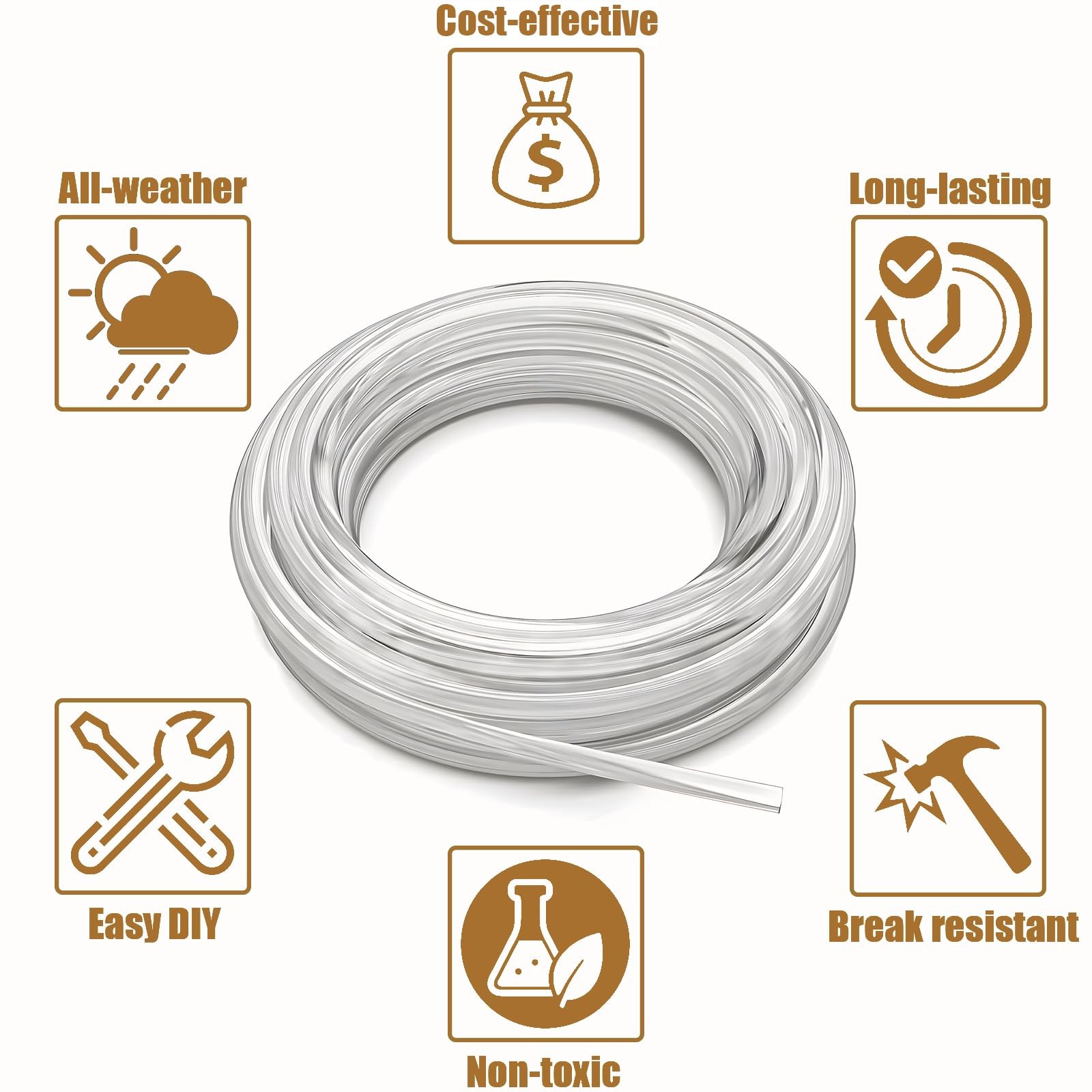 Lumpro 1/4 » Vinyl Sling Chair Spline Solid Awning Cord 1/4 in, 25 ft, Clear