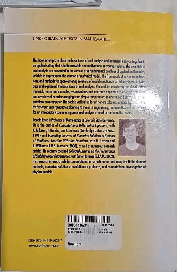 Practical Analysis in One Variable – 9781441930217