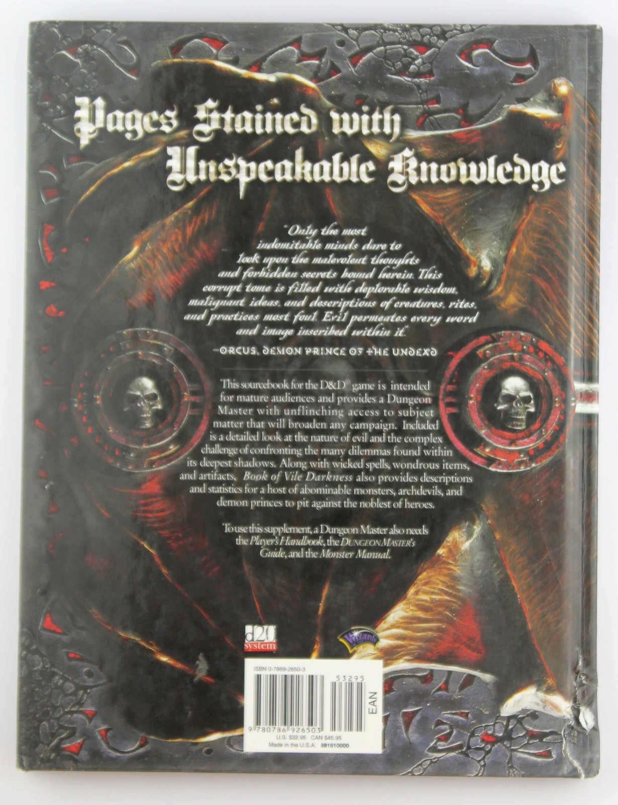 Book of Vile Darkness (Dungeons & Dragons d20 3.0 Fantasy Roleplaying Supplement
