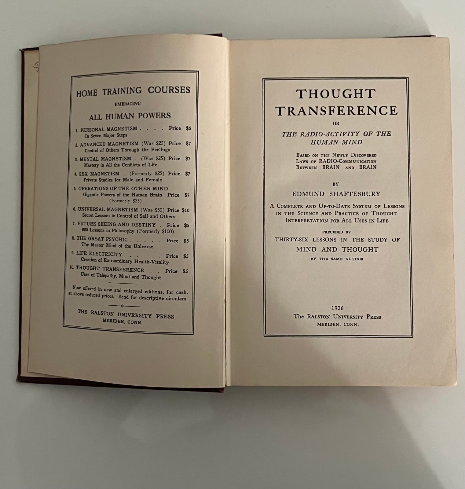 Thought Transference – Edmund Shaftesbury (1926) 1st Edition | READ DESCRIPTION