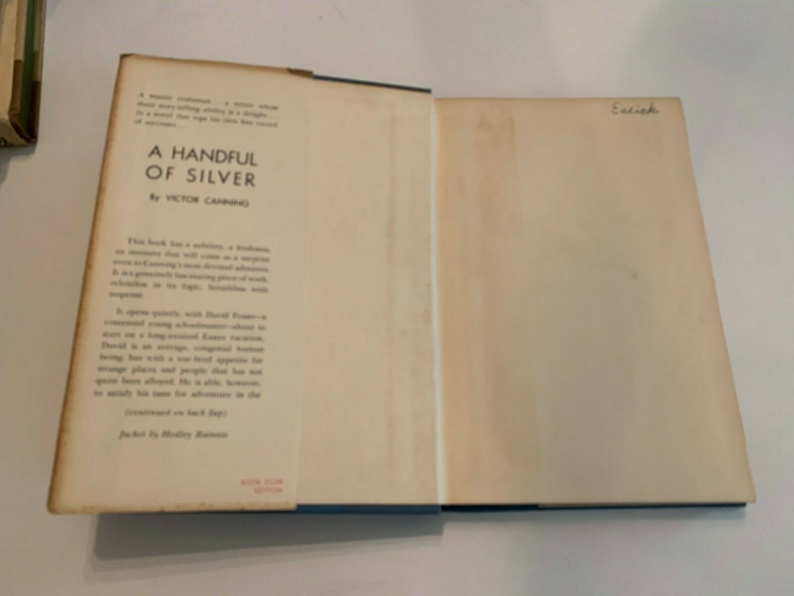 1954 A Handful Of Silver by Victor Canning Hardcover With Dust Jacket