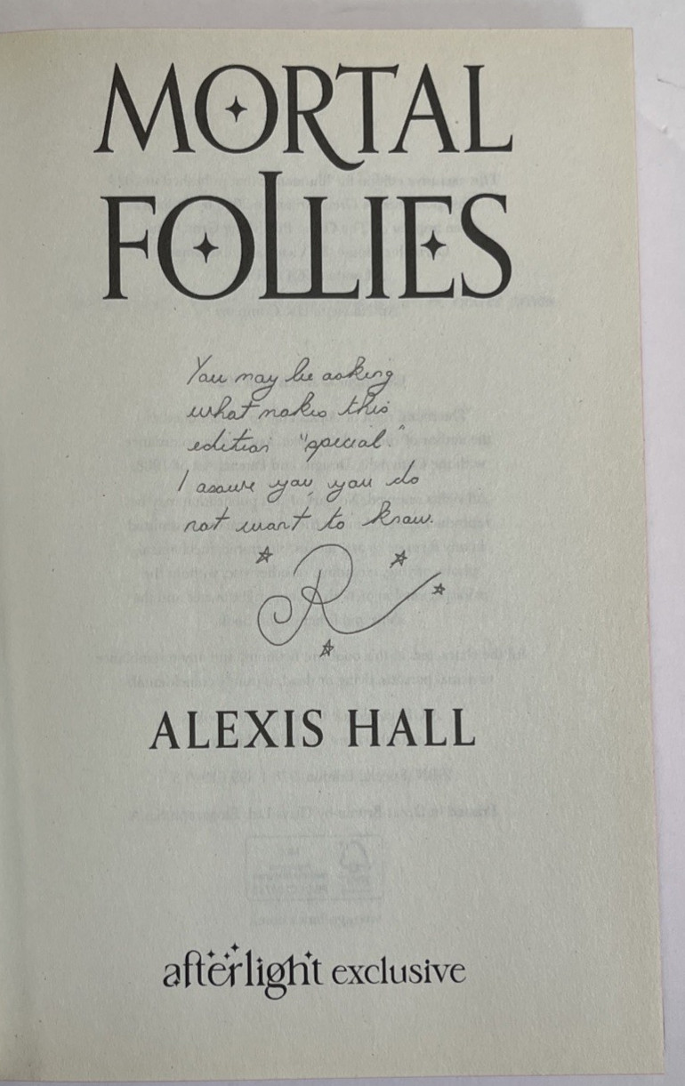 Mortal Follies by Alexis Hall Illumicrate afterlight exclusive Stenciled Edge