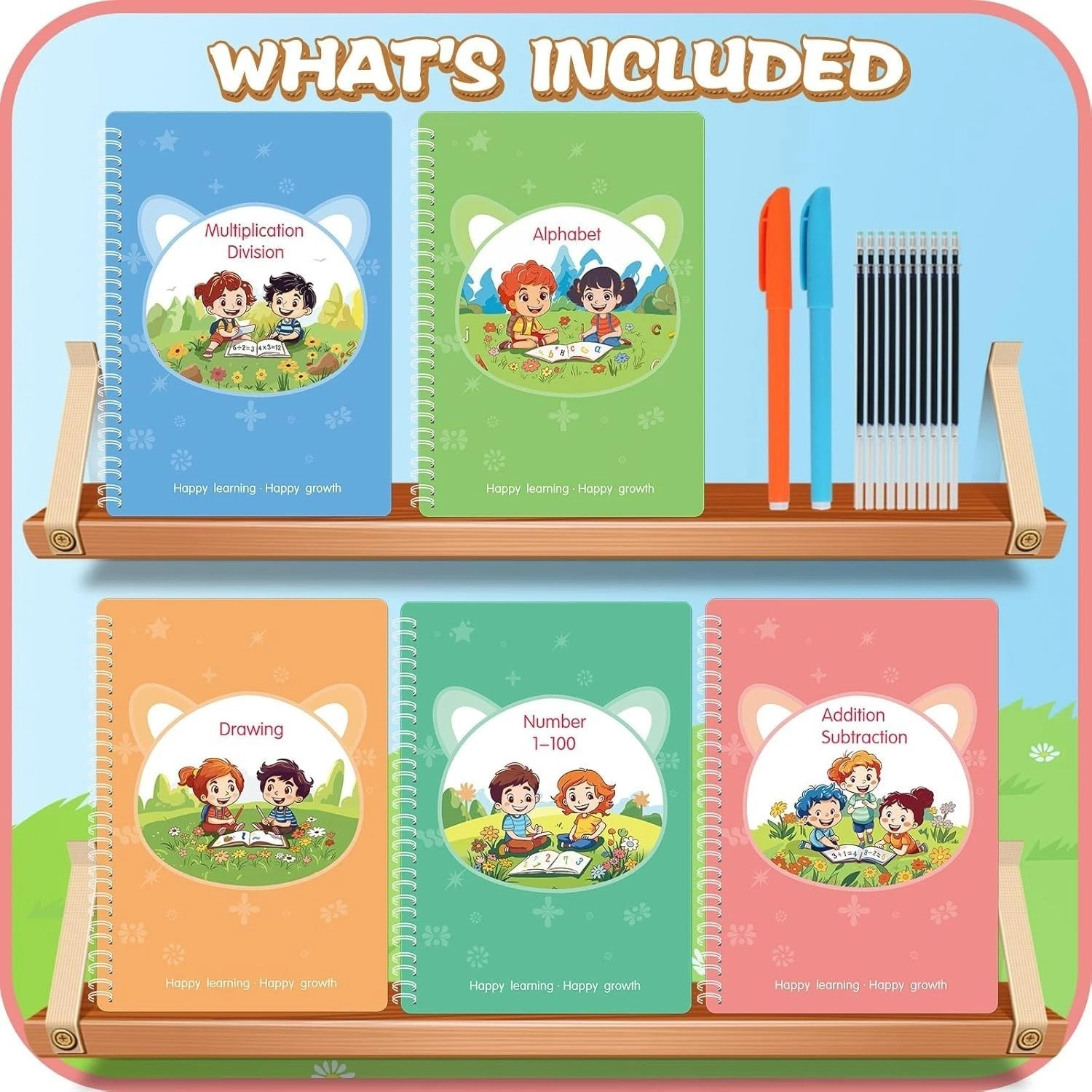 5-Pack Magic Calligraphy Practice Copybooks for Kids – Safe & Engaging Learning