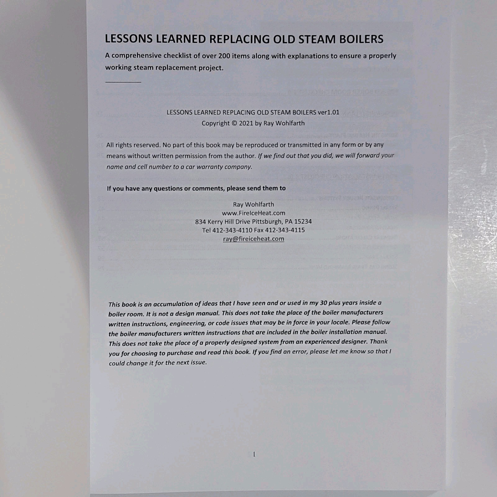 Lessons Learned Replacing Old Steam Boilers Book Ray Wohlfarth