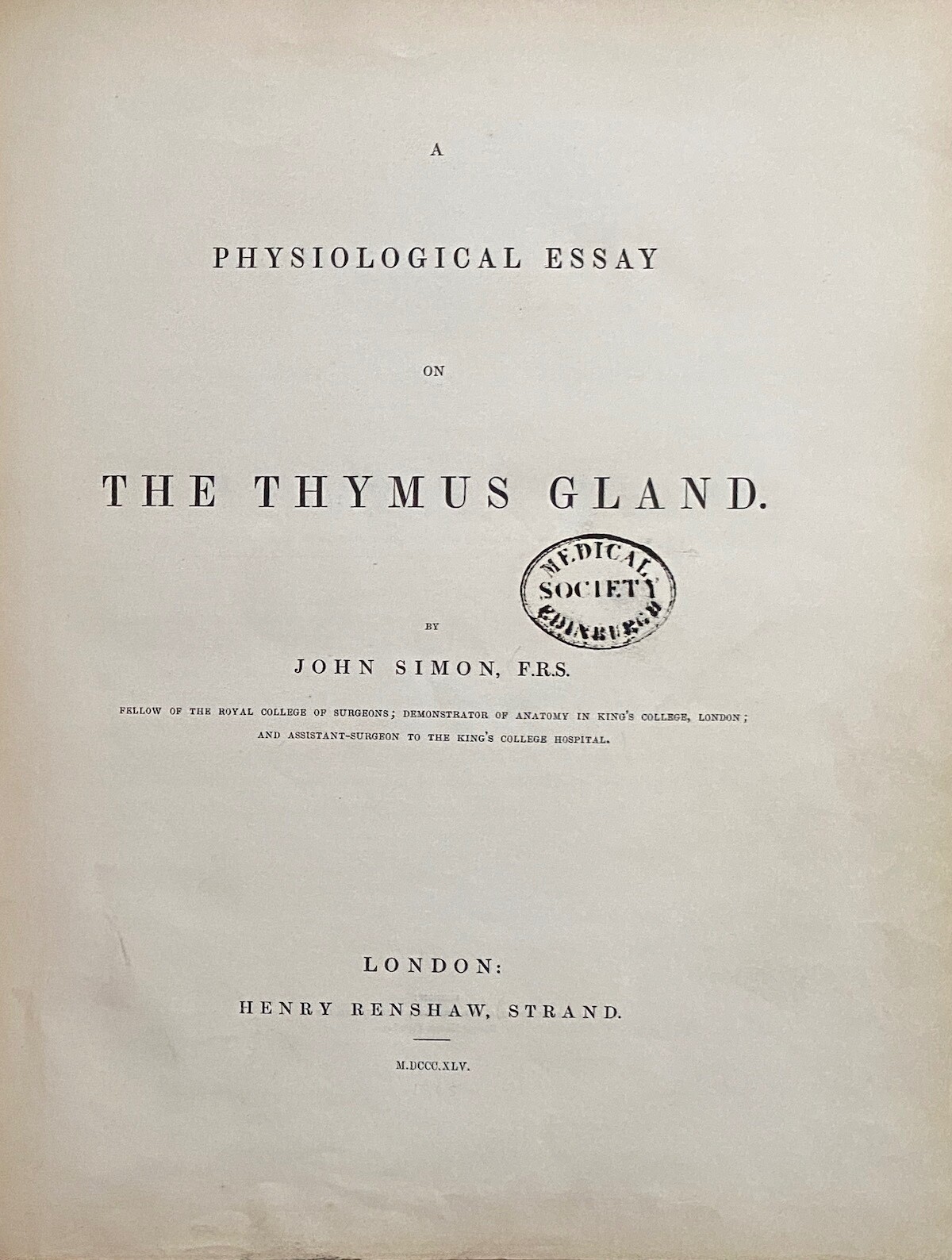 EXPERIMENTAL PATHOLOGY 1845 GLANDULAR STRUCTURE Lymphatic Endocrine Immunology