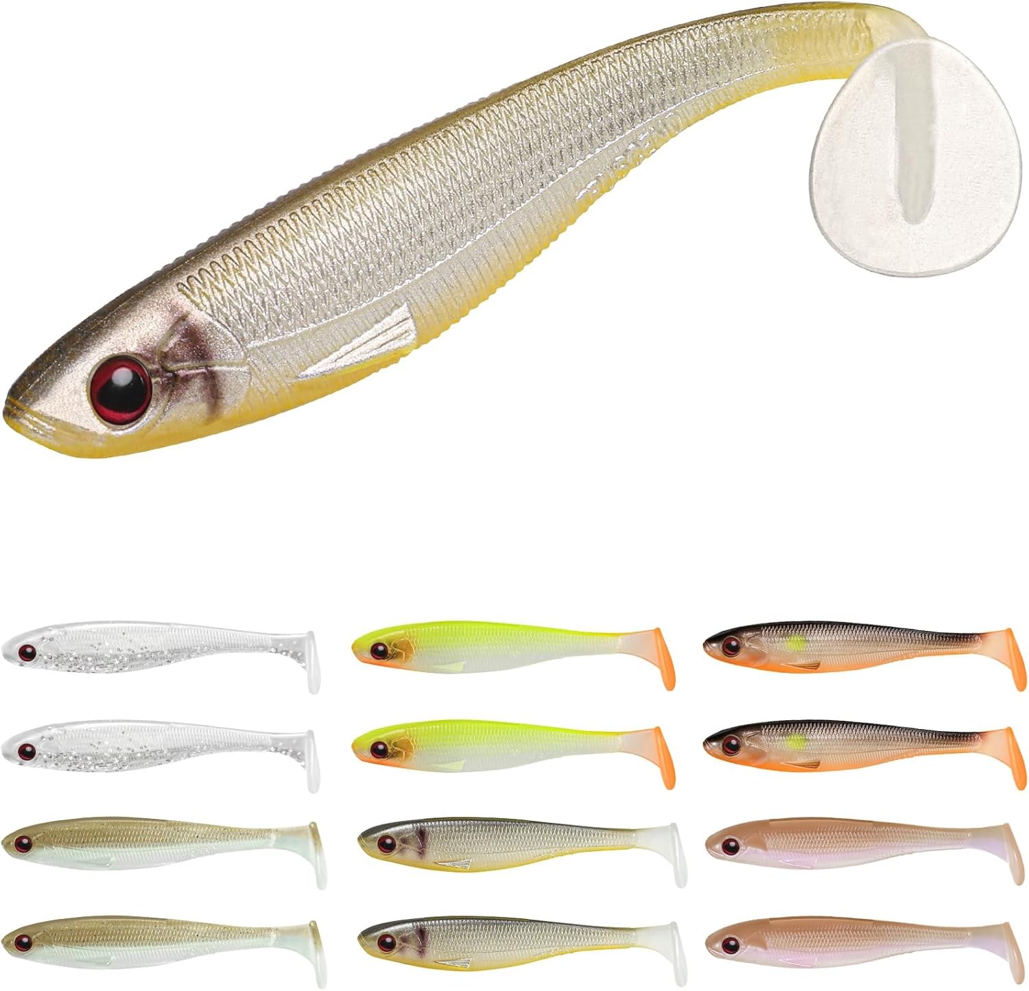 TRUSCEND Easy Catch Soft Lures, Unique 3.5in (9cm), 3.5,12pcs,0.25oz