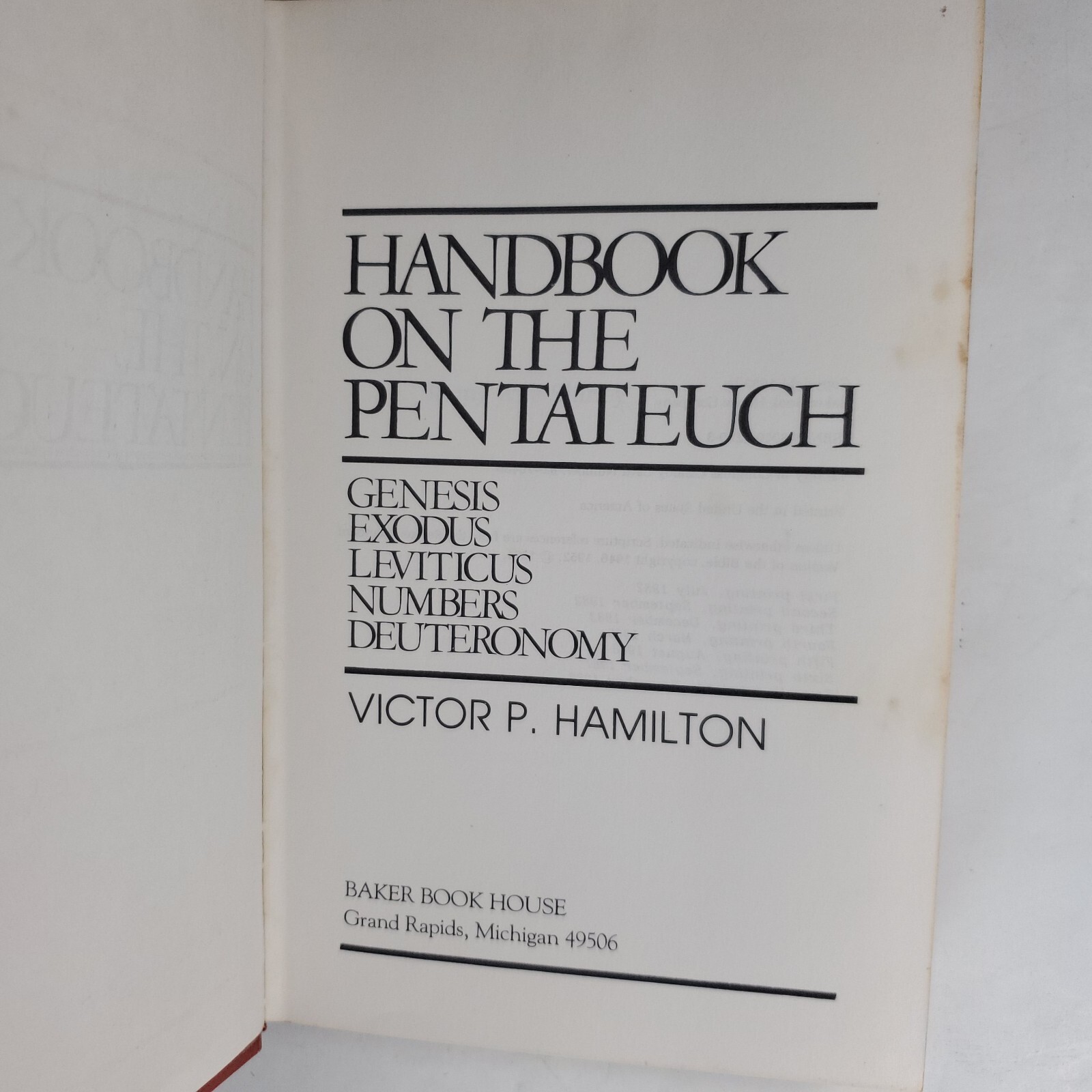 Handbook on the Pentateuch by Hamilton, Victor P.
