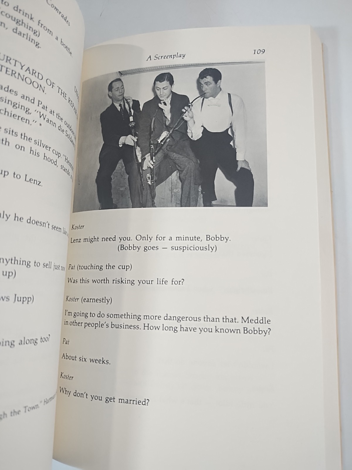 F. SCOTT FITZGERALD Screenplay for Three Comrades by ERICH MARIA REMARQUE 1978