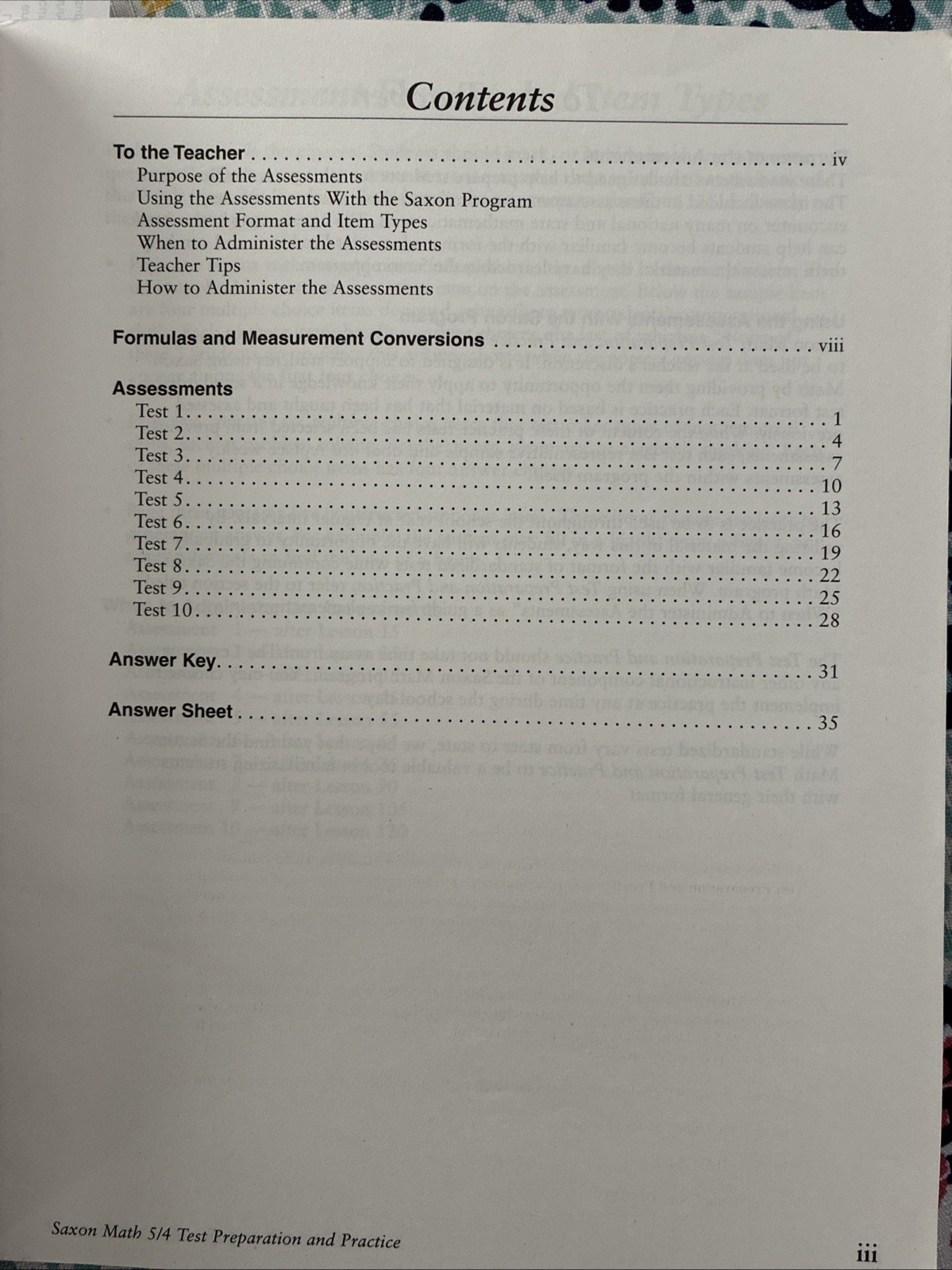 Saxon Math 5/4 Student With Answer Key Clean Copy Third Edition