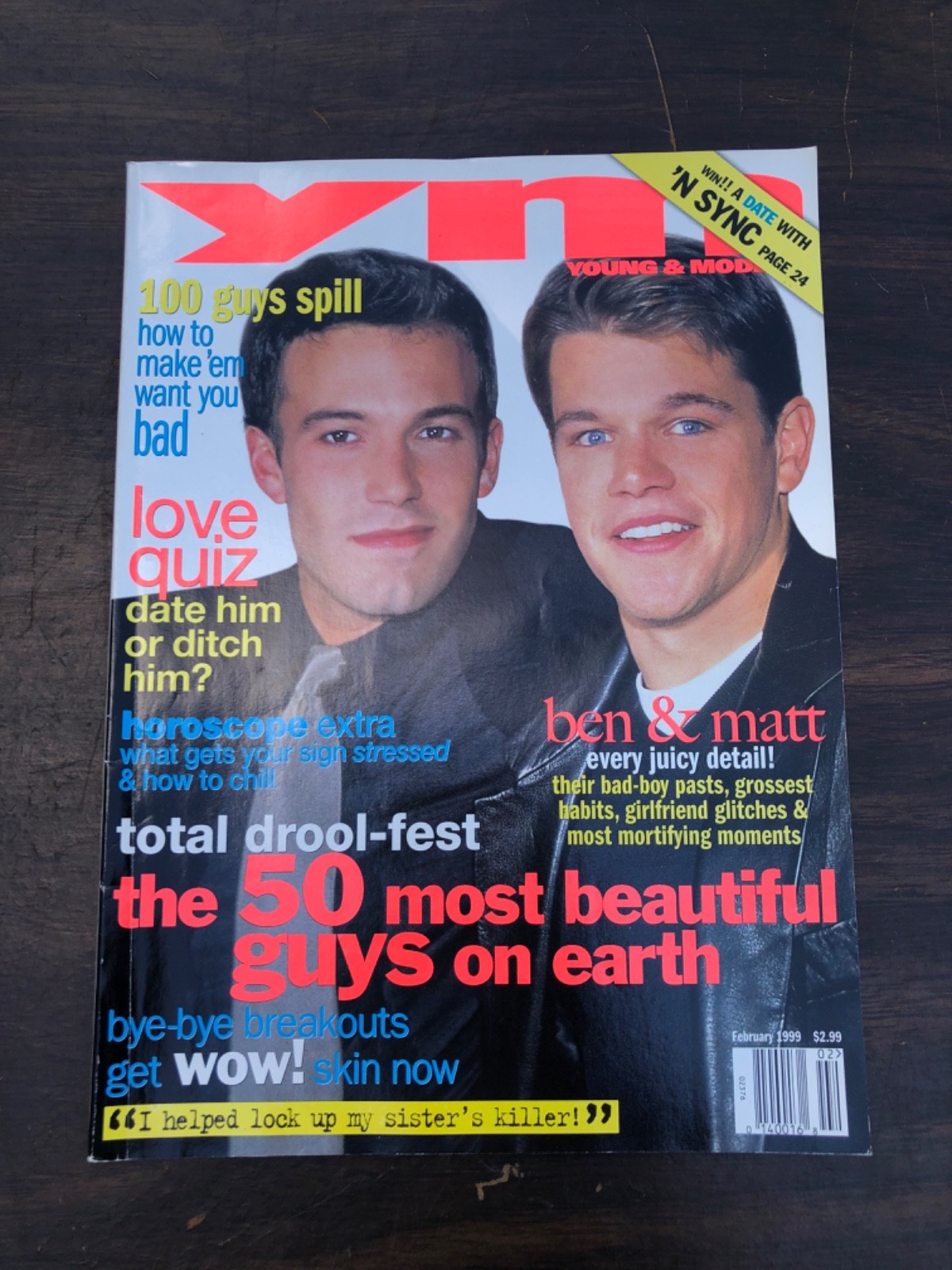 Vintage YM Magazine February 1999 Fashion Makeup Ben Affleck Matt Damon