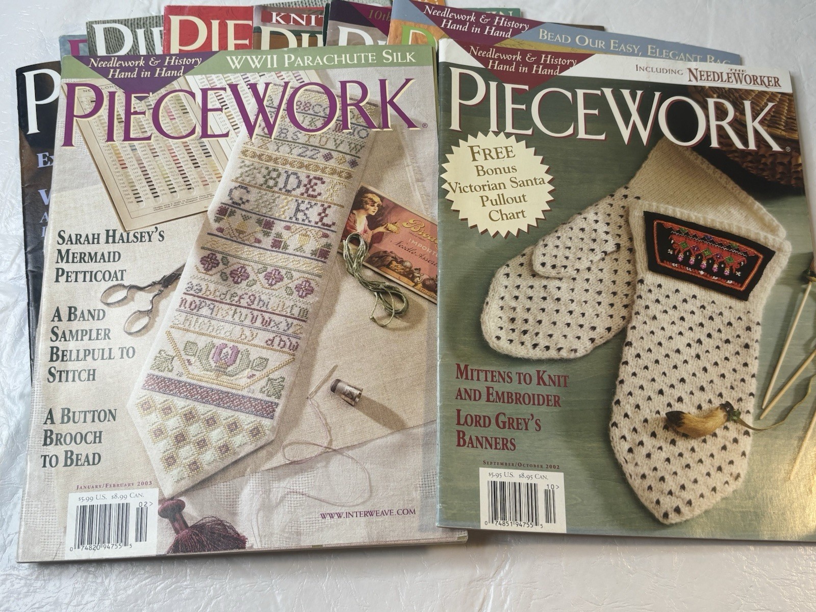 Lot x 9 Piecework Magazines 2002 2003 2005 2007 2008 Patterns Crafts Hobbies