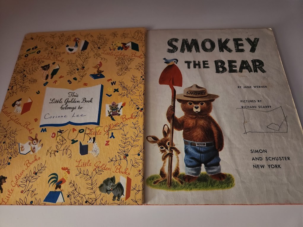 Vintage Little Golden Book Smokey the Bear .25 Cents 1955 « A » Edition Mary Reed