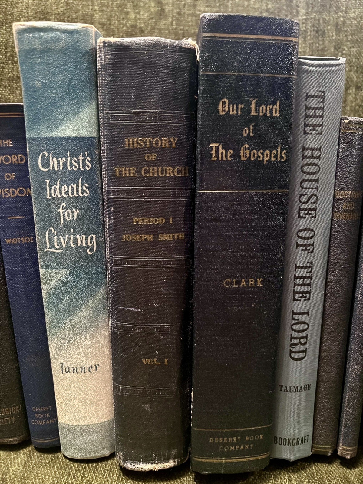 Lot of 10 Vintage Hardcover Books in Blue Shades for STAGING Library—LDS Mormon