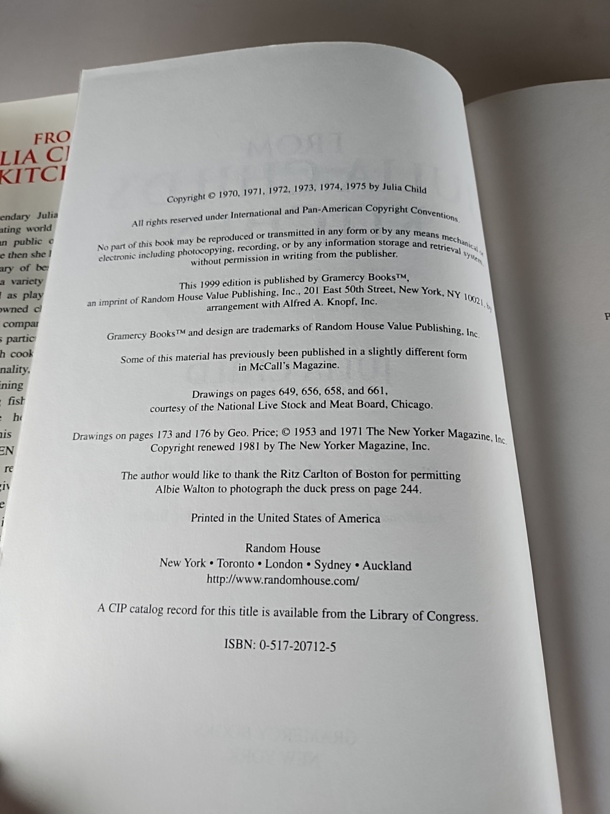 From Julia Child&rsquo;s Kitchen by Julia Child Brand New 1999 HC/DJ 736 Page Cookbook