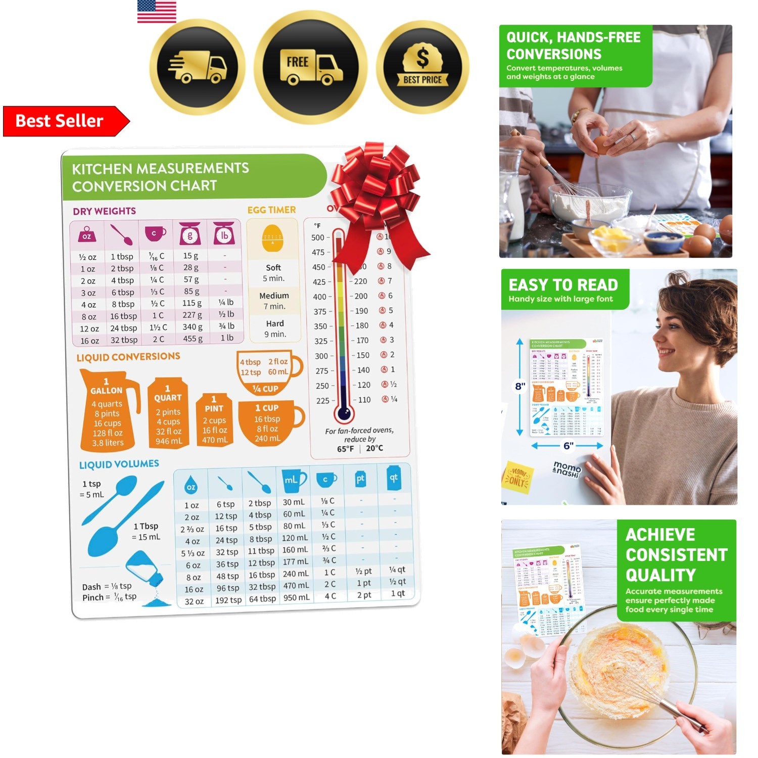 Kitchen Conversion Chart Magnet Baking Supplies Cooking Gadgets Kitchen Gift