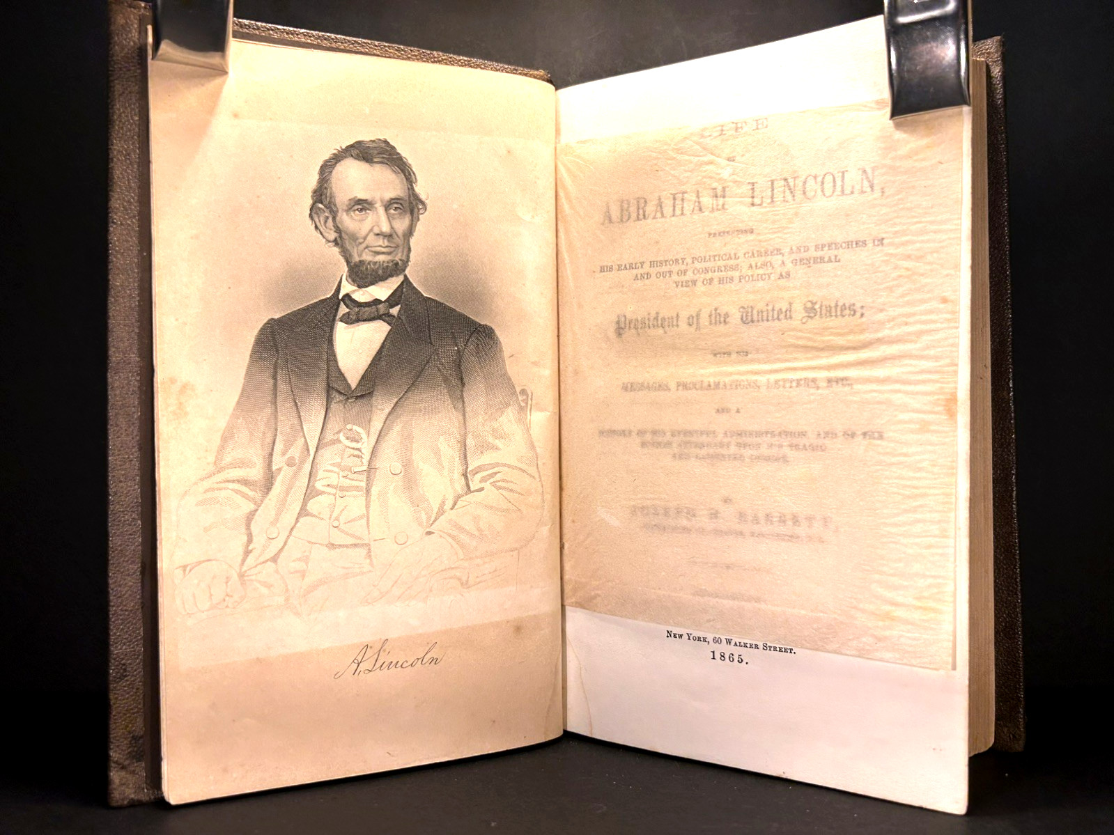 ABRAHAM LINCOLN by Barrett HISTORY Americana CIVIL WAR Slavery ILLUSTRATED 1865