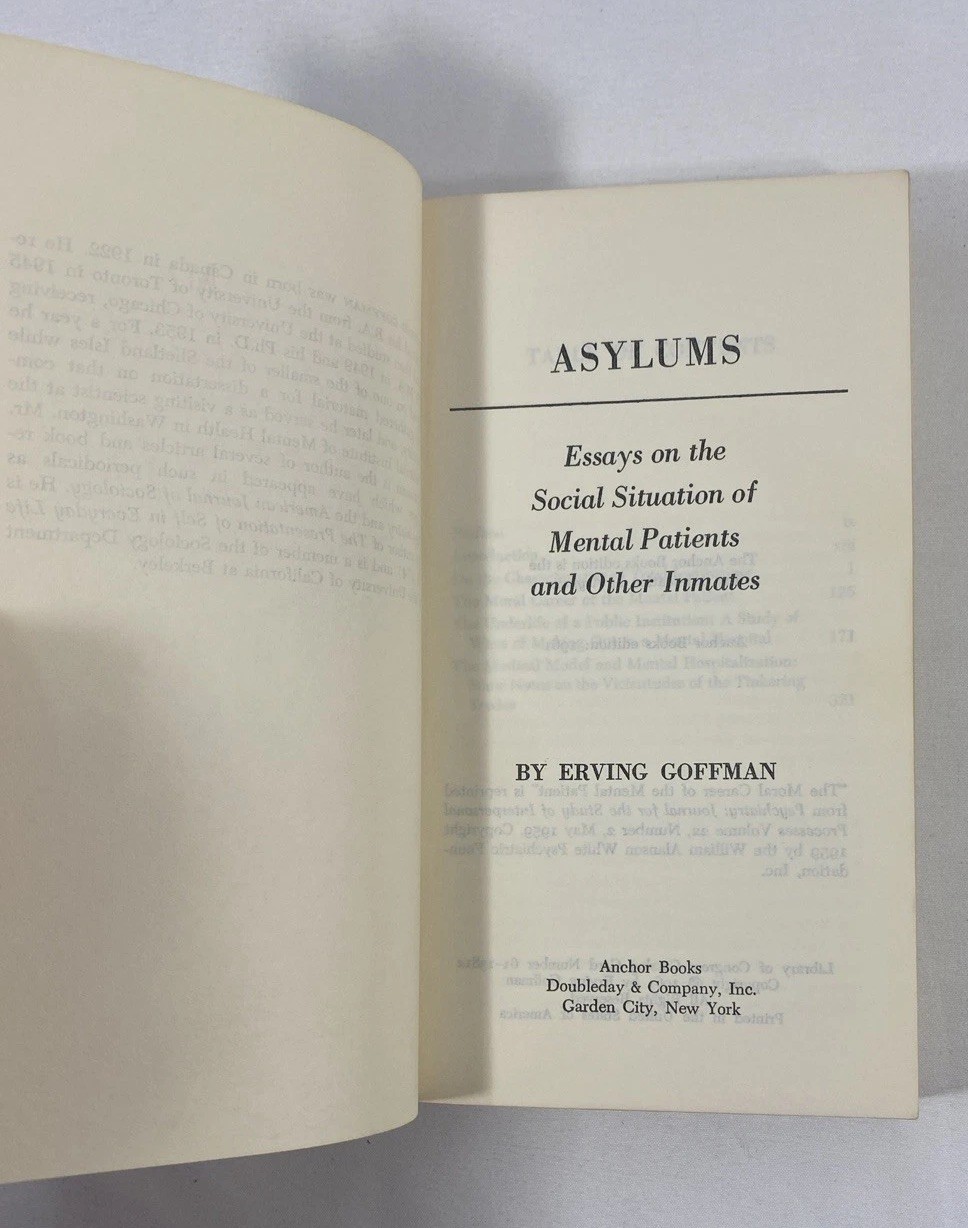 Asylums – Erving Goffman – Doubleday Anchor Books PB 1961
