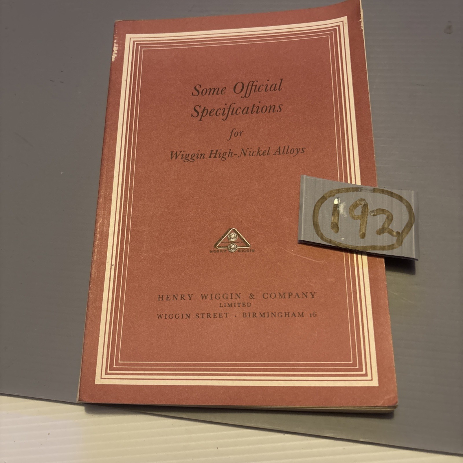 Henry Wiggin &Company LTD some official specifications for High-Nickel Alloys
