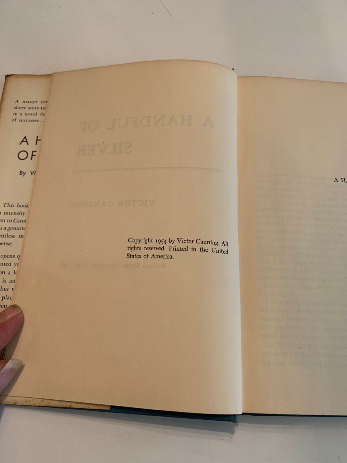 1954 A Handful Of Silver by Victor Canning Hardcover With Dust Jacket
