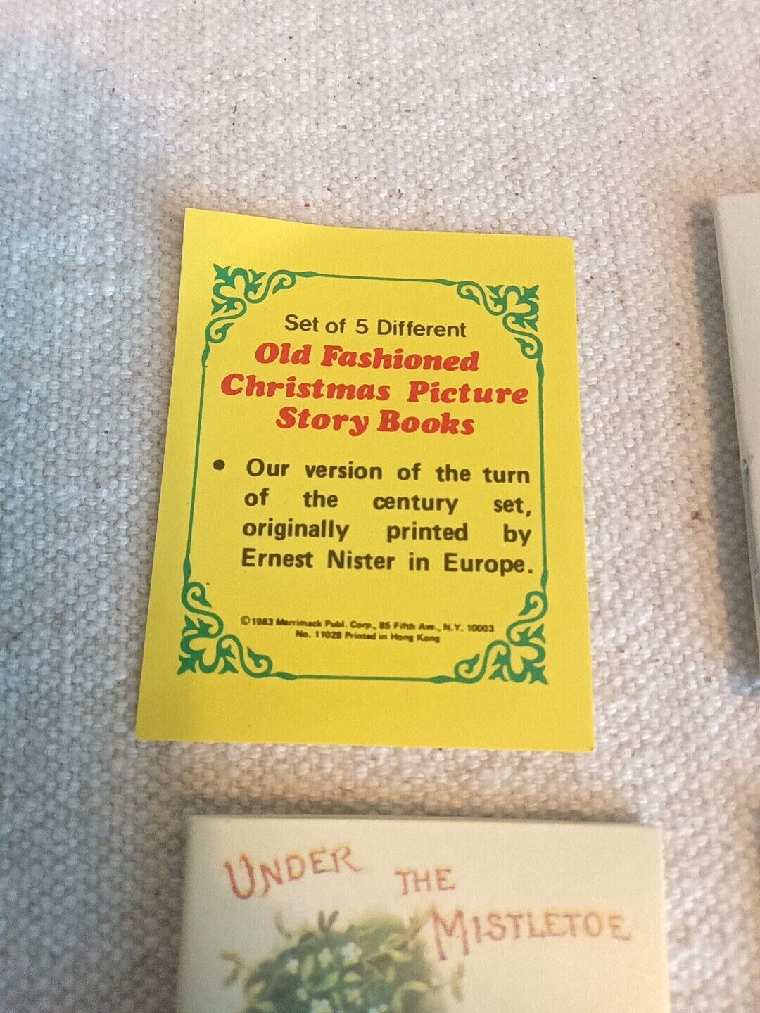Miniature Christmas 5 Book Set Old Fashioned With Case 1983 Repro Set Vintage