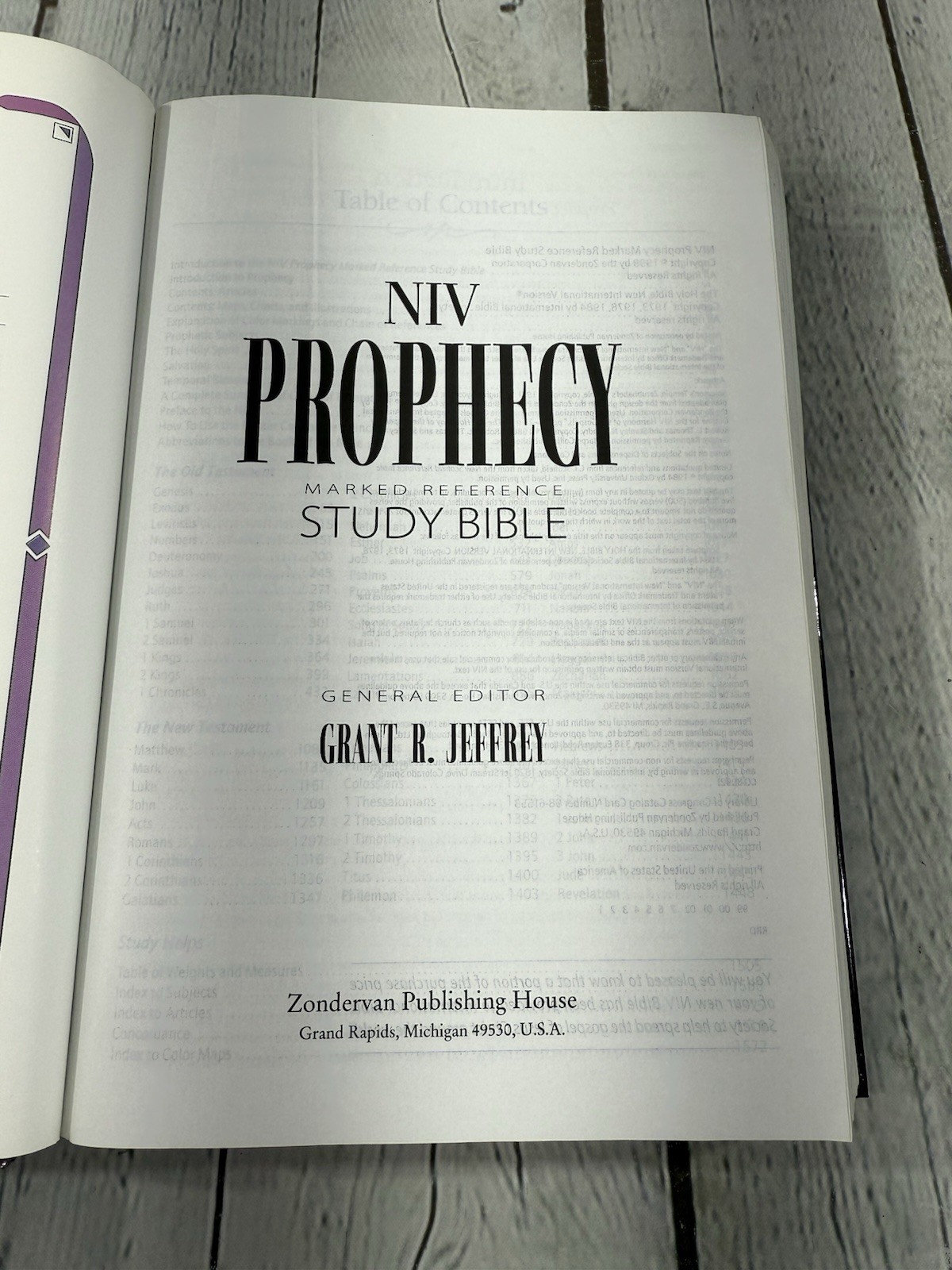NIV Prophecy Marked Reference Study Bible, Grant Jeffrey, Zondervan, 1998 HC