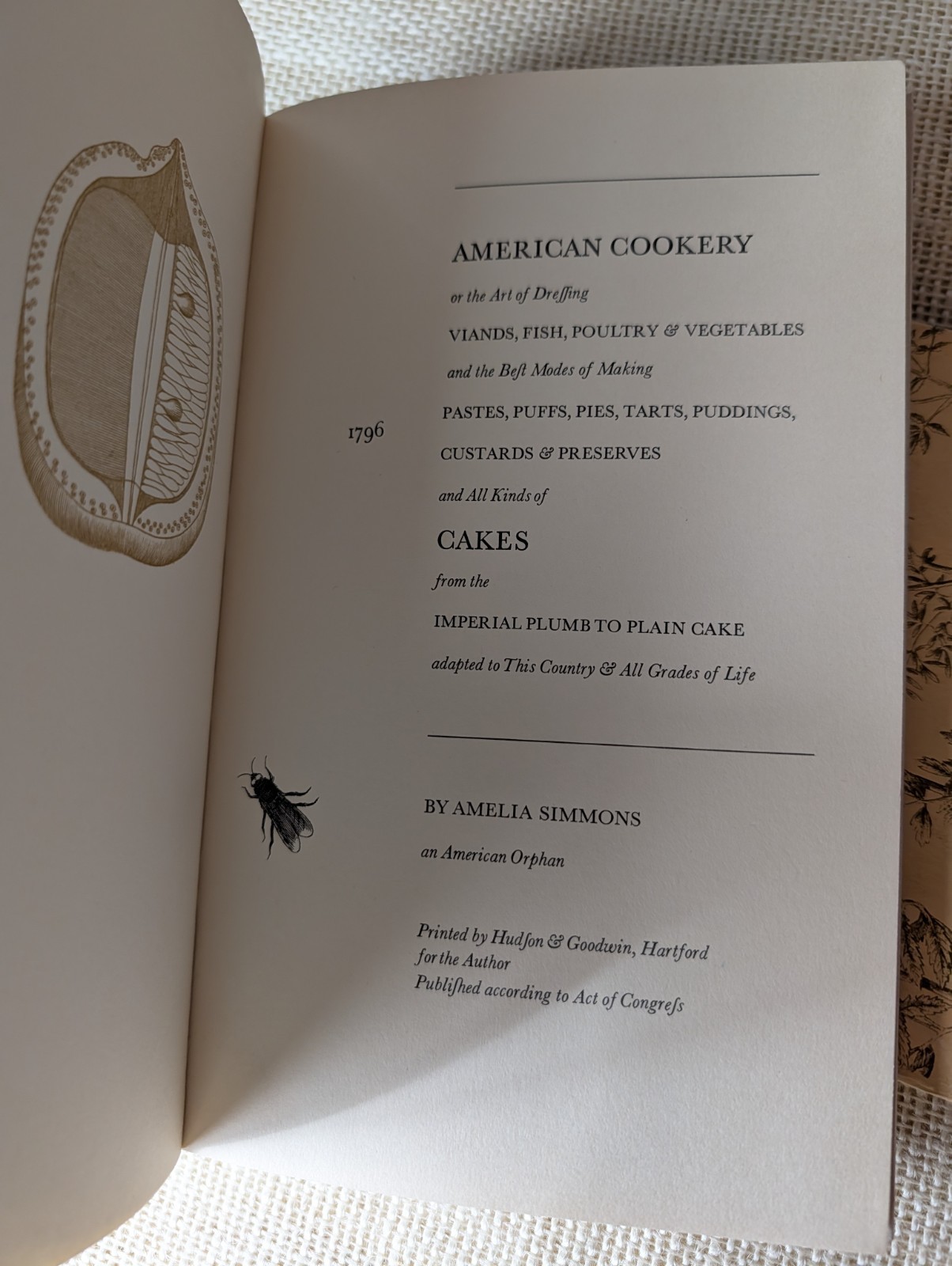 American Cookery by Amelia Simmons, 1963 Limited Edition Facsimile of 1796 Ed.