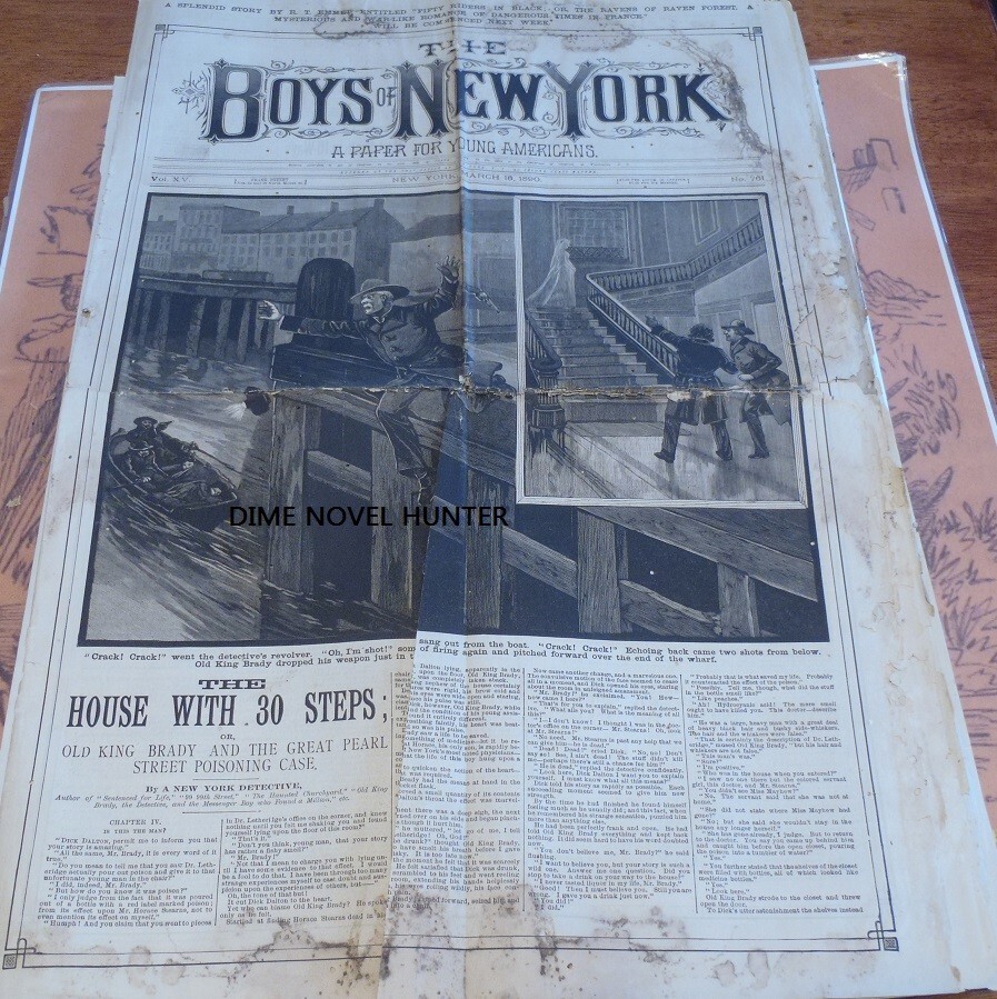 OLD KIG BRADY COVER BOYS OF NEW YORK #761 FRANK TOUSEY 1890 STORY PAPER