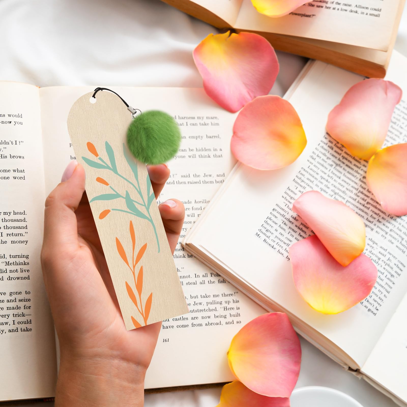 30 Pcs Wooden Bookmark5.7×1.5 in Blank Bookmarks to Decorate with 30 Pcs Colo…