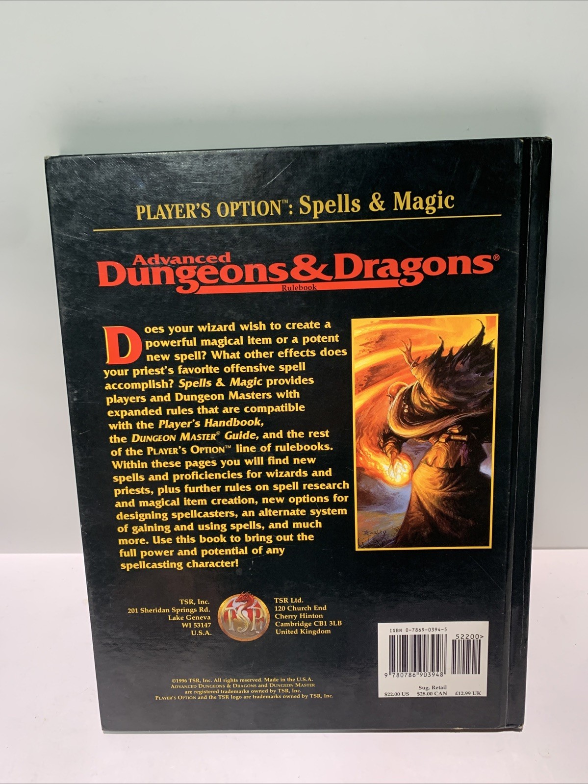 TSR AD&D Player&rsquo;s Option: Spells & Power Harcover 2163 1st Print Vintage 1996