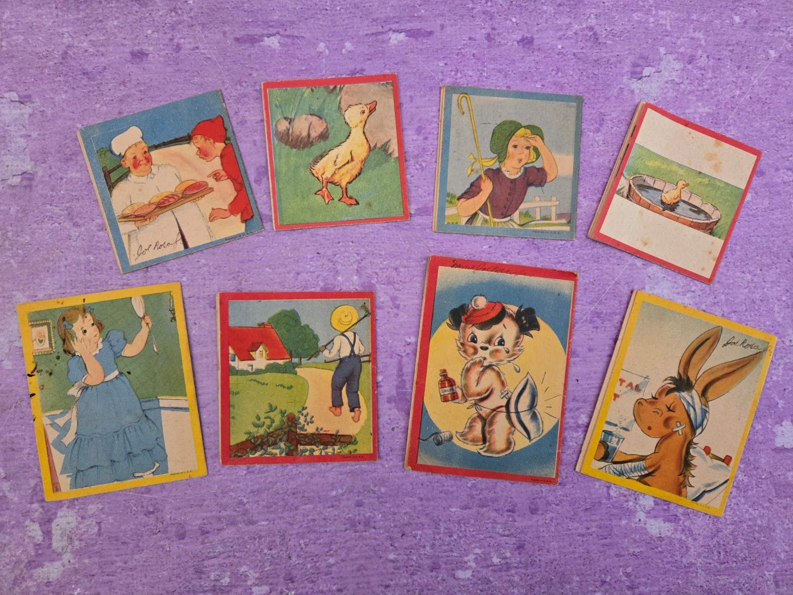Vintage Miniature Childrens Mini Books Samuel Lowe Animals Illust 1940s LOT OF 8