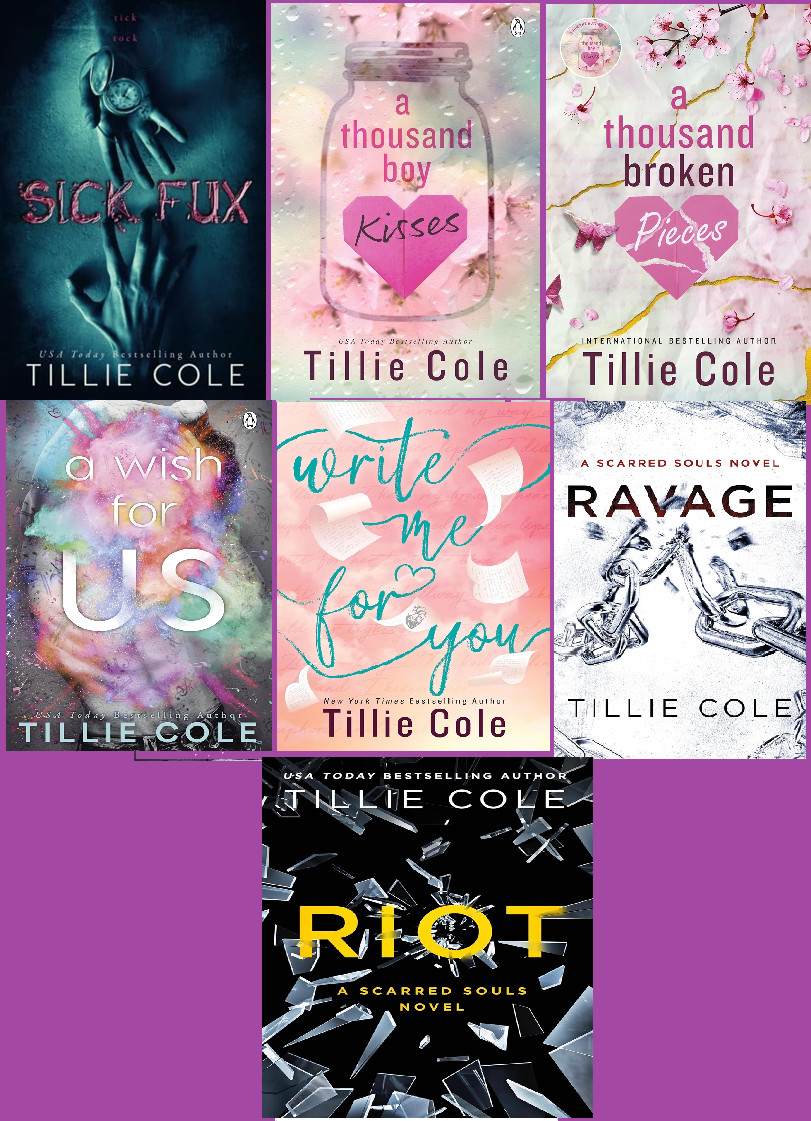 Tillie Cole 7 book set: sick fux + thousand boy + thousand broken + wish for..PB