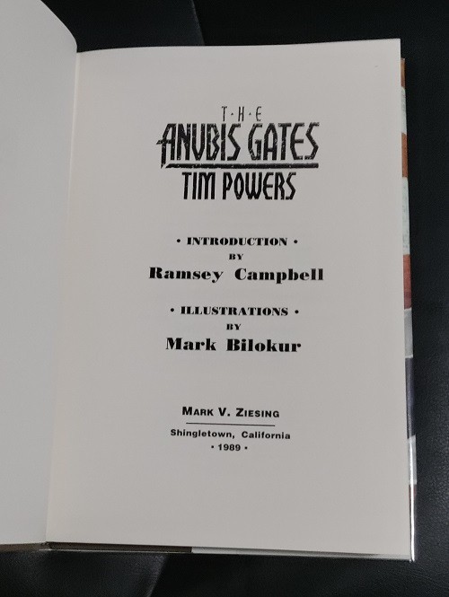 Tim Powers Anubis Gates 1st Printing M. V. Ziesing HC Near Fine Condition