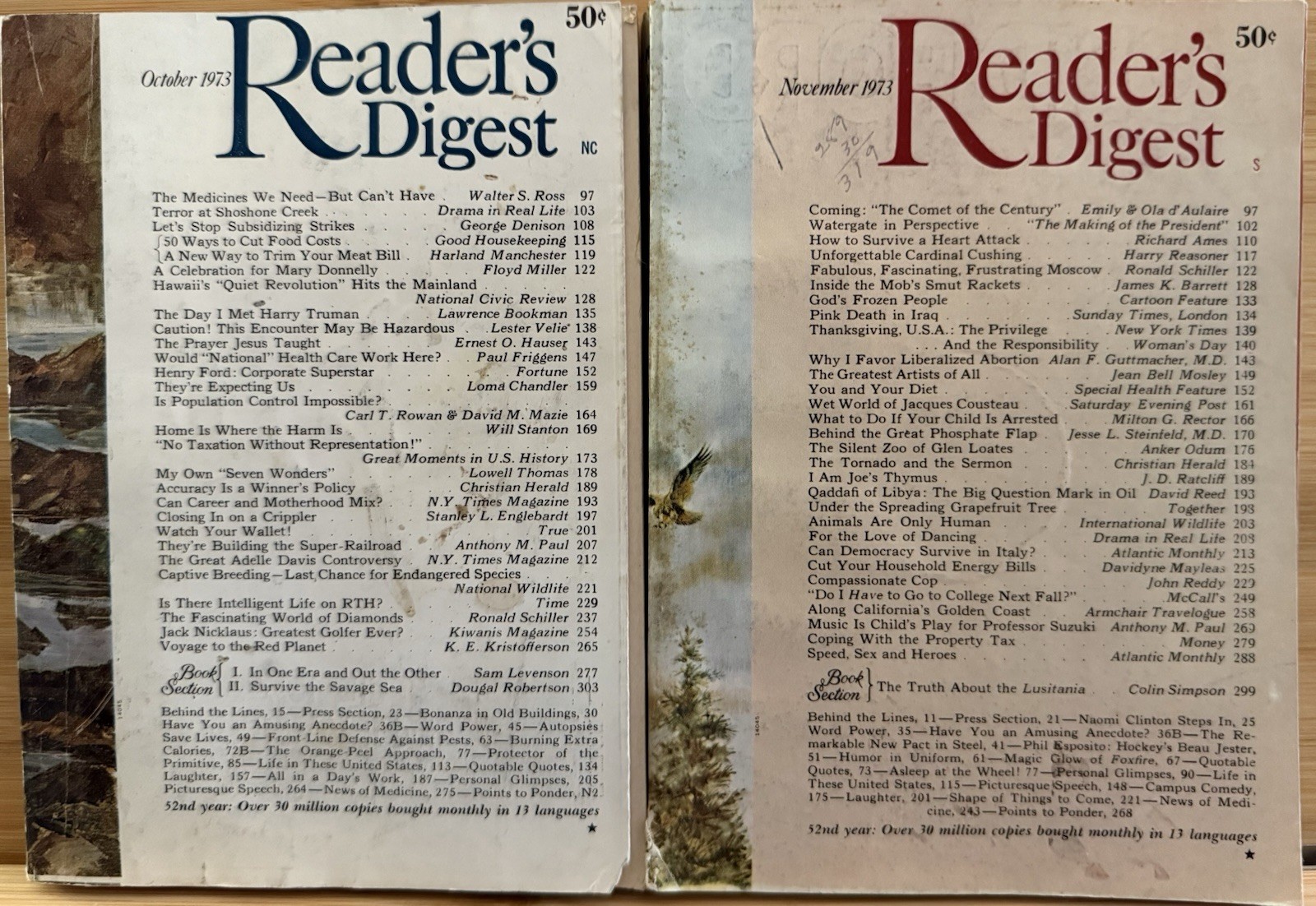 1973 October November READER&rsquo;S DIGEST MAGAZINE Vintage Retro Timeless Stories