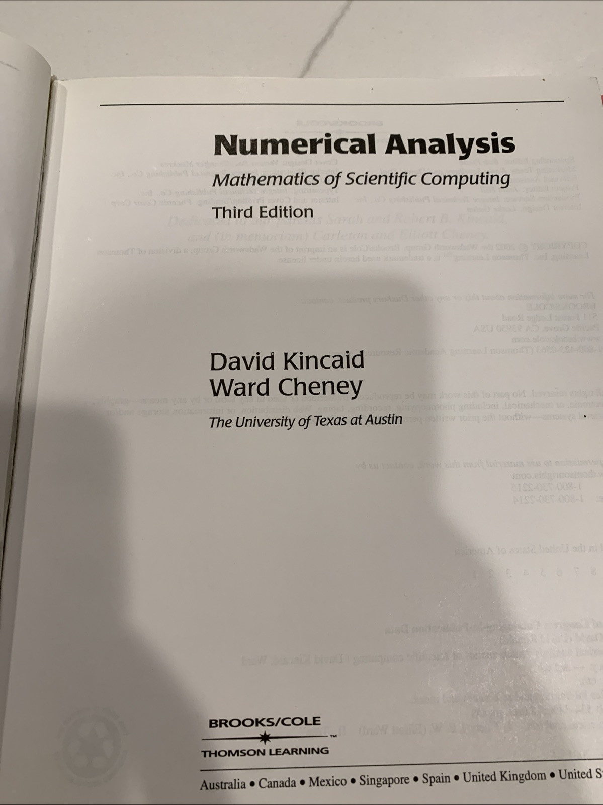 Numerical Analysis: Mathematics of Scientific Computing – Hardcover – GOOD