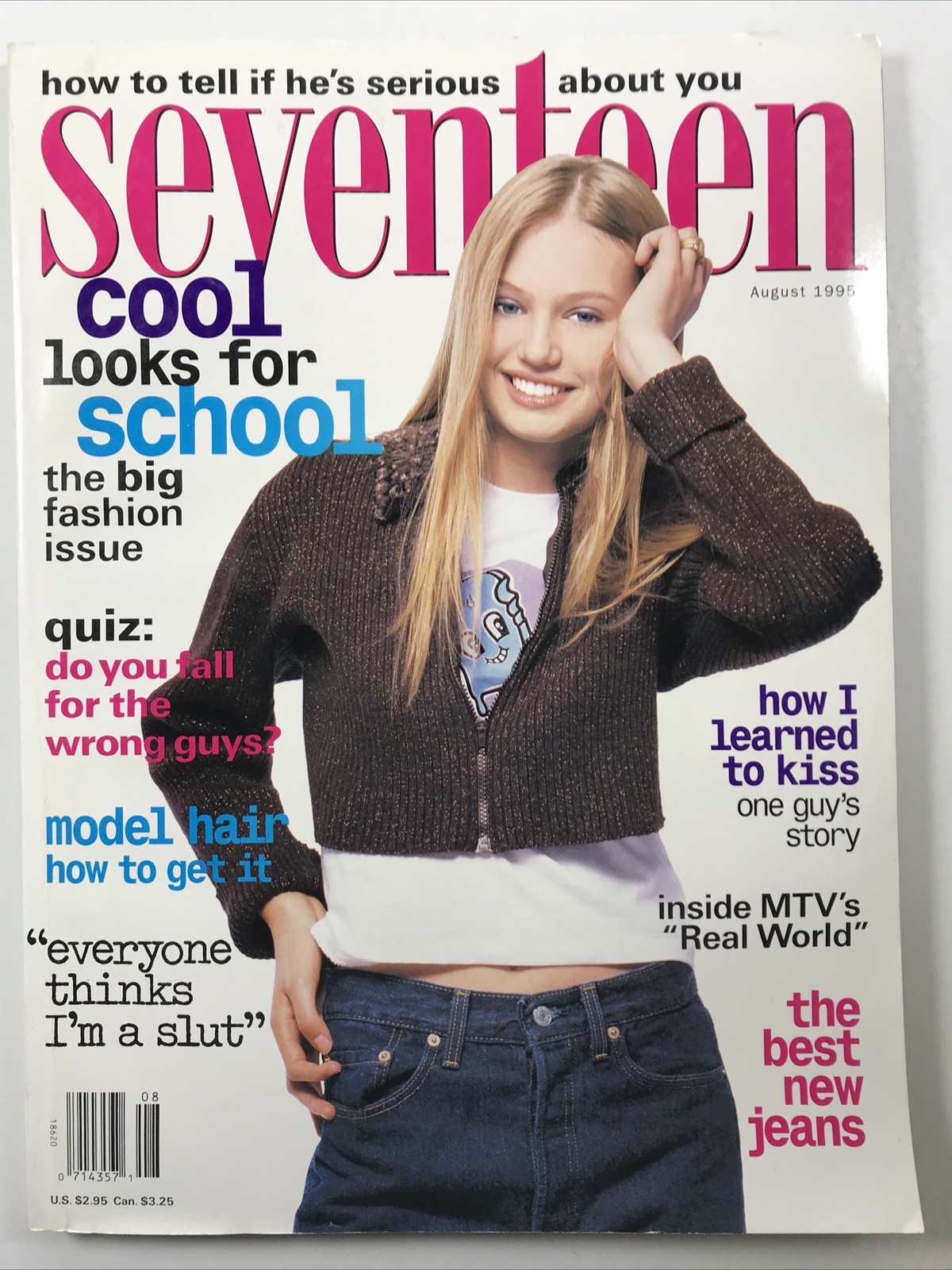 SEVENTEEN magazine August 1995-Fashion makeup hair Cover: Penny Pickard NO LABEL